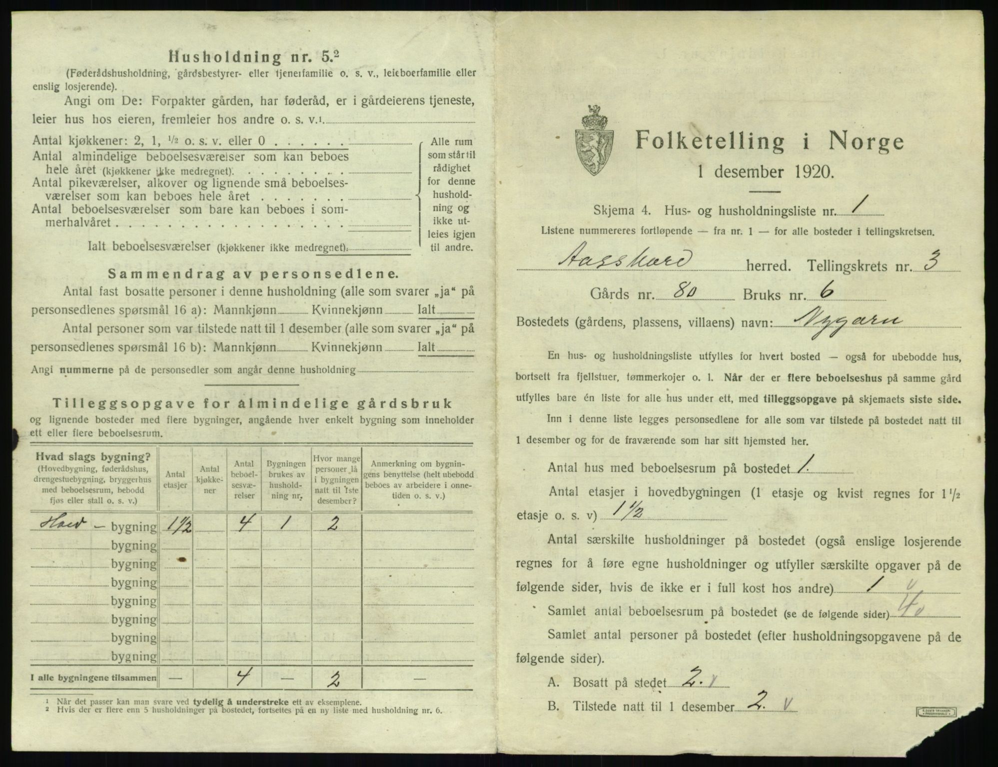 SAT, 1920 census for Åsskard, 1920, p. 231