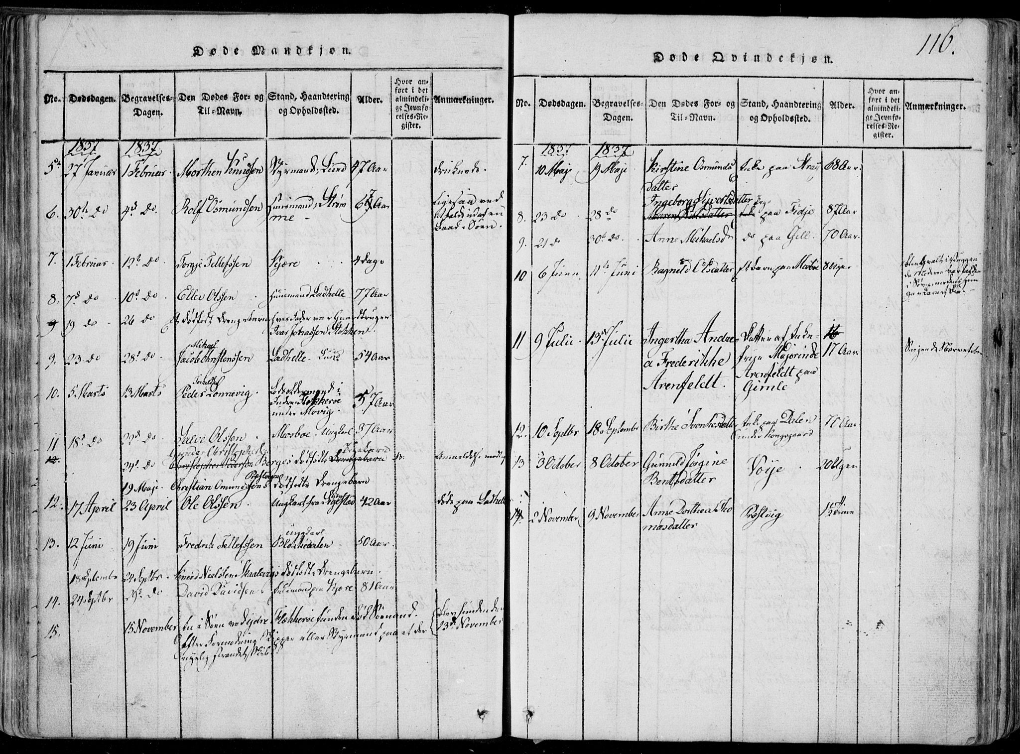 Oddernes sokneprestkontor, AV/SAK-1111-0033/F/Fa/Faa/L0005: Parish register (official) no. A 5, 1820-1838, p. 116