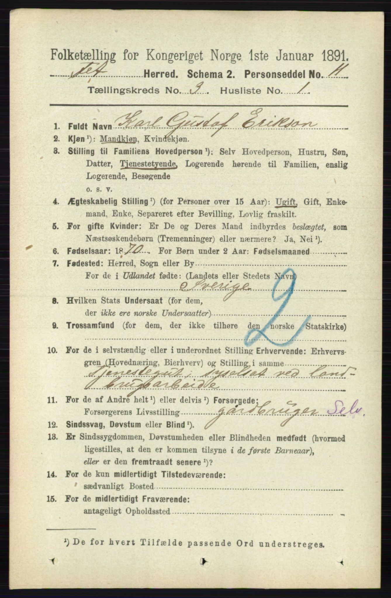 RA, 1891 census for 0227 Fet, 1891, p. 856