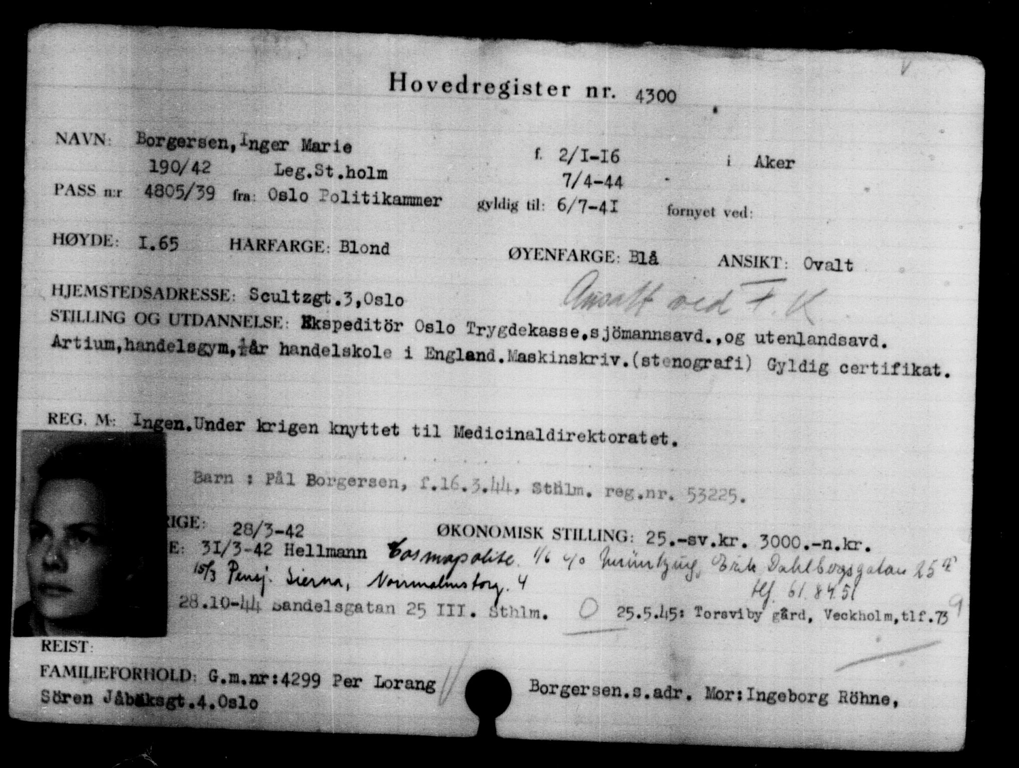 Utenriksstasjonene, Legasjonen i Stockholm, Flyktningkontoret, AV/RA-S-6753/V/Va/L0004: Kjesäterkartoteket, flyktninger med registreringsnr. 3496-6610, 1940-1945, p. 975