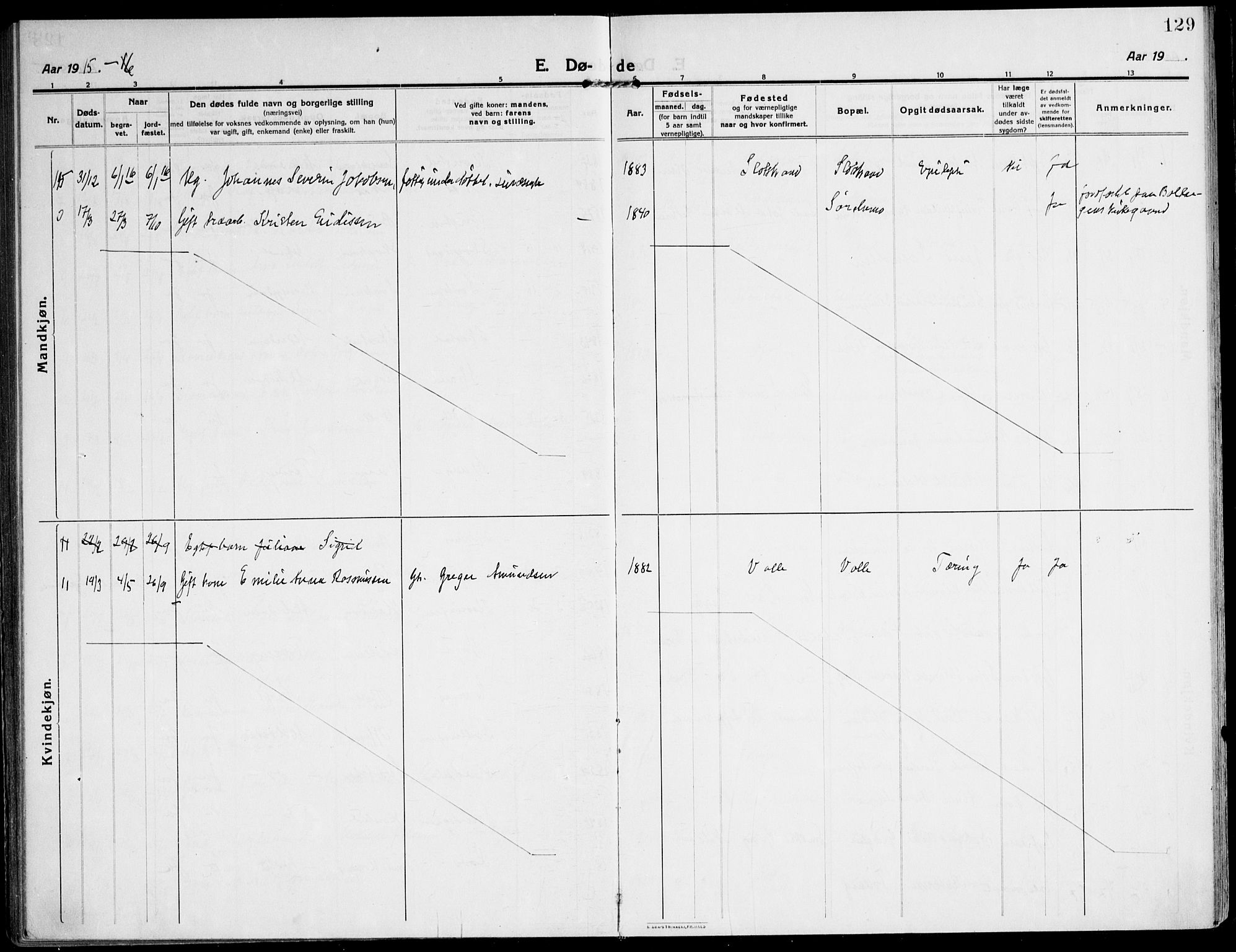 Ministerialprotokoller, klokkerbøker og fødselsregistre - Nordland, AV/SAT-A-1459/872/L1037: Parish register (official) no. 872A12, 1914-1925, p. 129