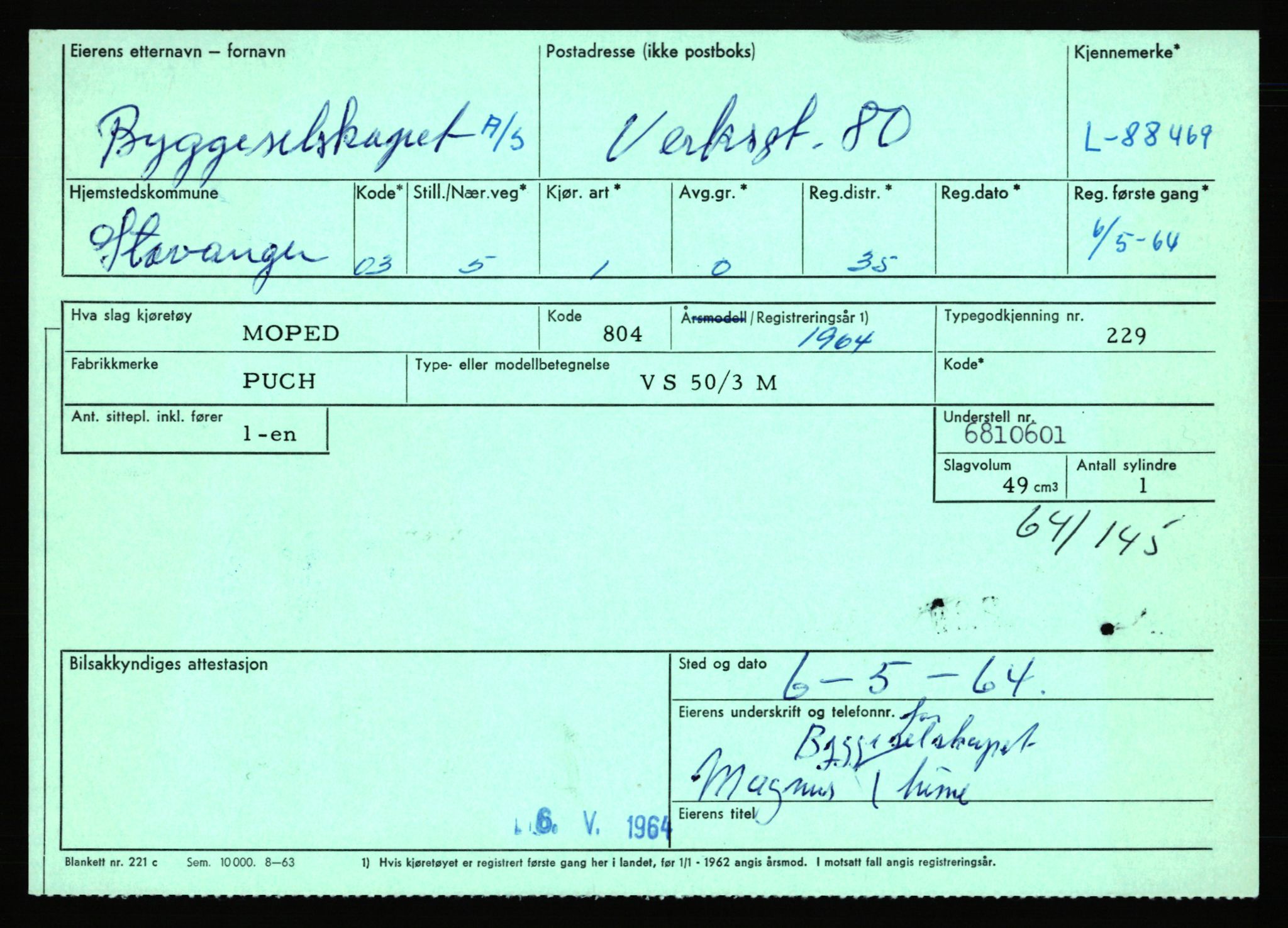 Stavanger trafikkstasjon, SAST/A-101942/0/F/L0074: L-86500 - L-88799, 1930-1971, p. 2194