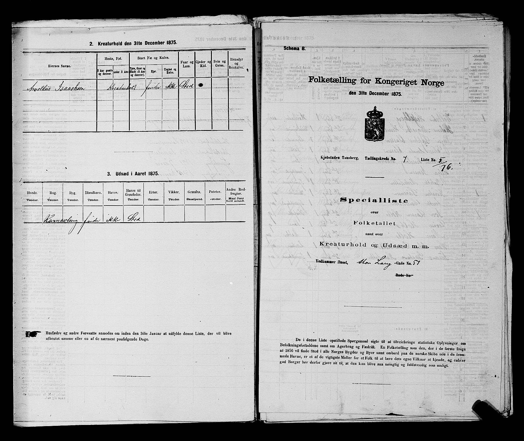 SAKO, 1875 census for 0705P Tønsberg, 1875, p. 201