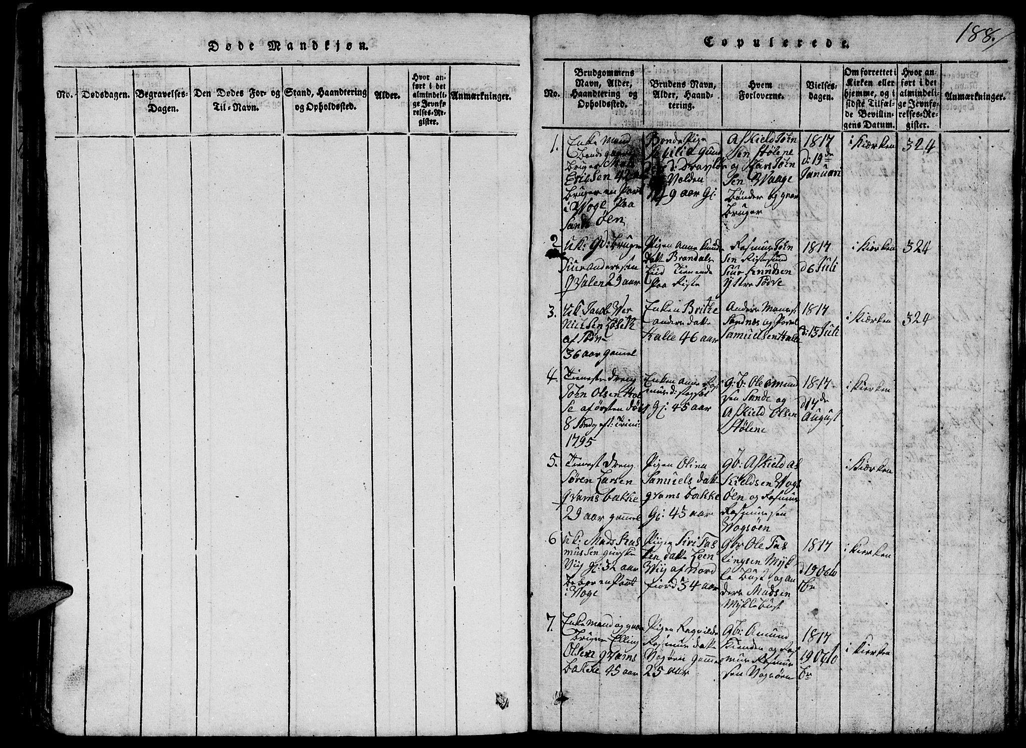 Ministerialprotokoller, klokkerbøker og fødselsregistre - Møre og Romsdal, SAT/A-1454/503/L0046: Parish register (copy) no. 503C01, 1816-1842, p. 188