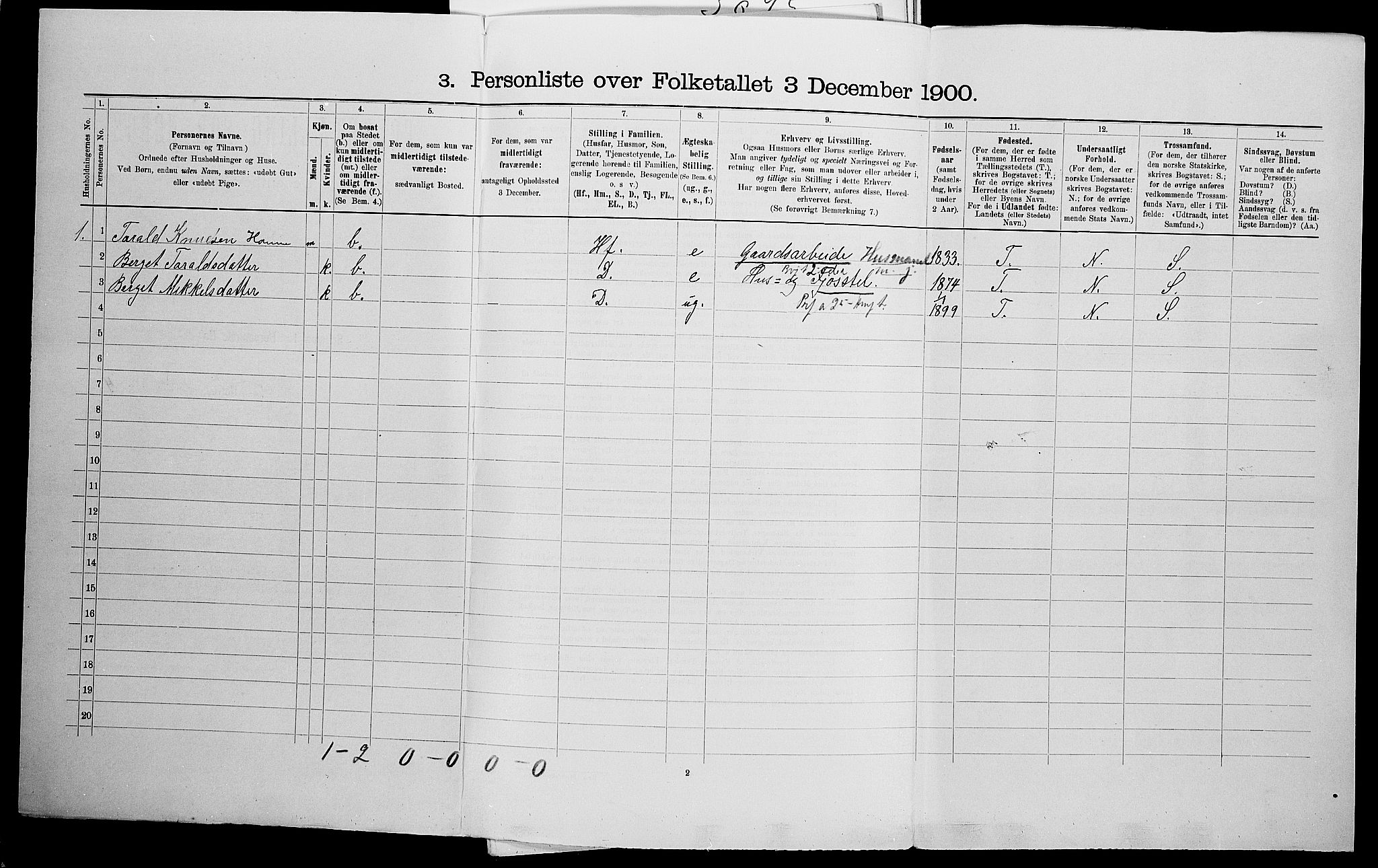 SAK, 1900 census for Valle, 1900, p. 341