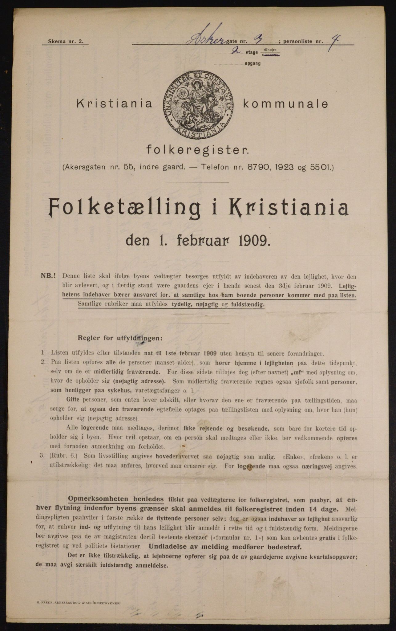 OBA, Municipal Census 1909 for Kristiania, 1909, p. 2364