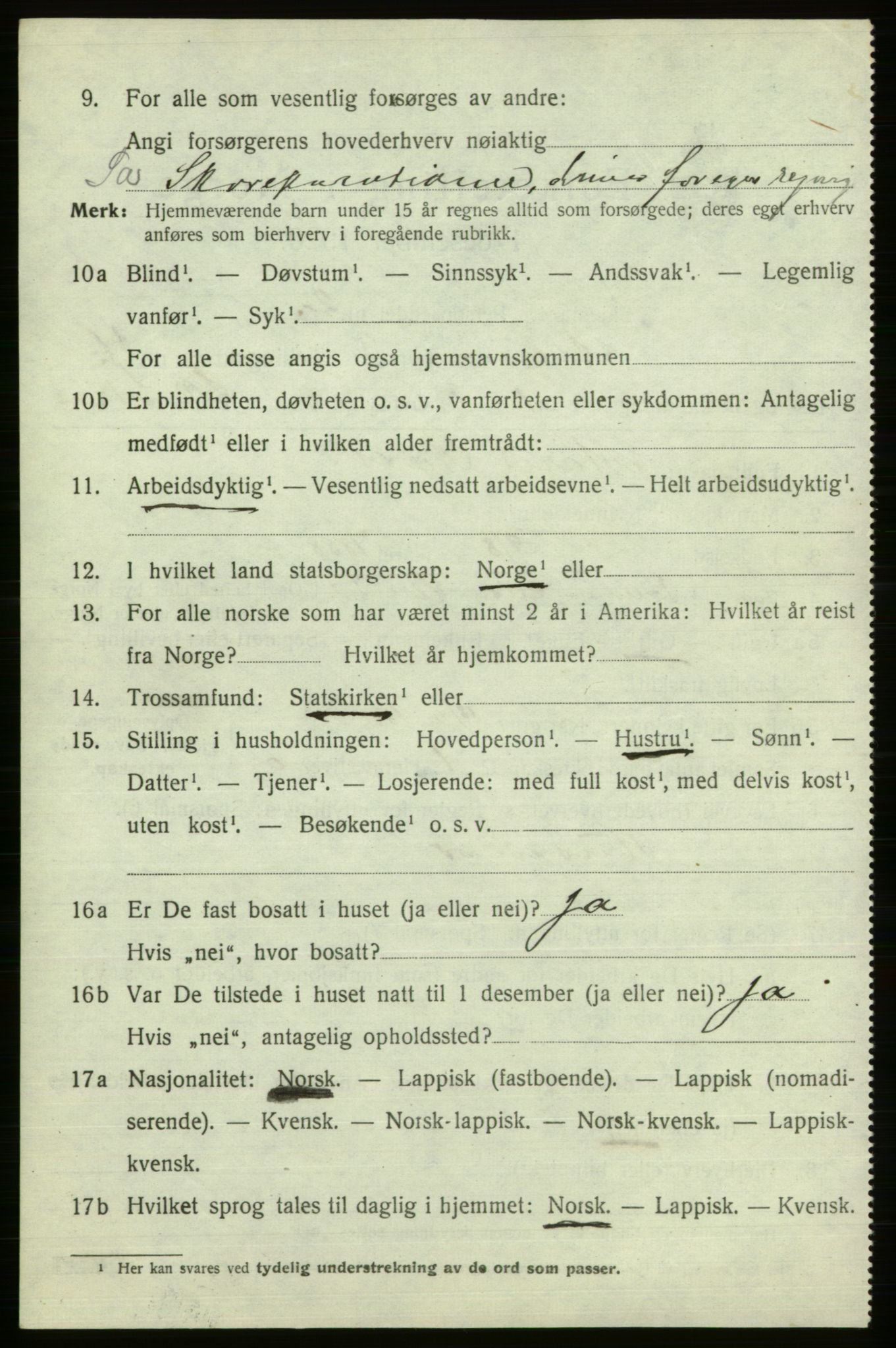 SATØ, 1920 census for Alta, 1920, p. 2600