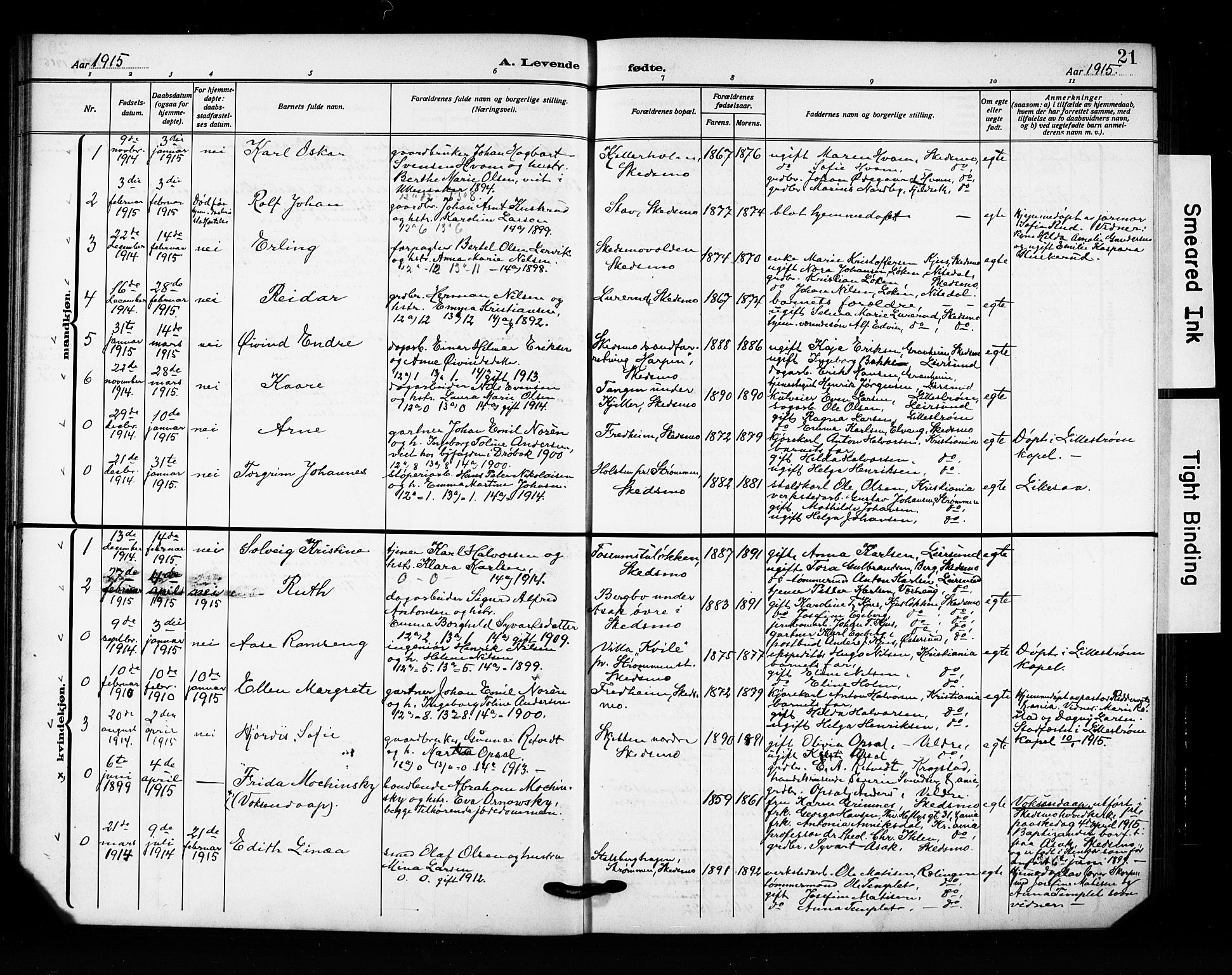 Skedsmo prestekontor Kirkebøker, AV/SAO-A-10033a/G/Ga/L0006: Parish register (copy) no. I 6, 1912-1926, p. 21