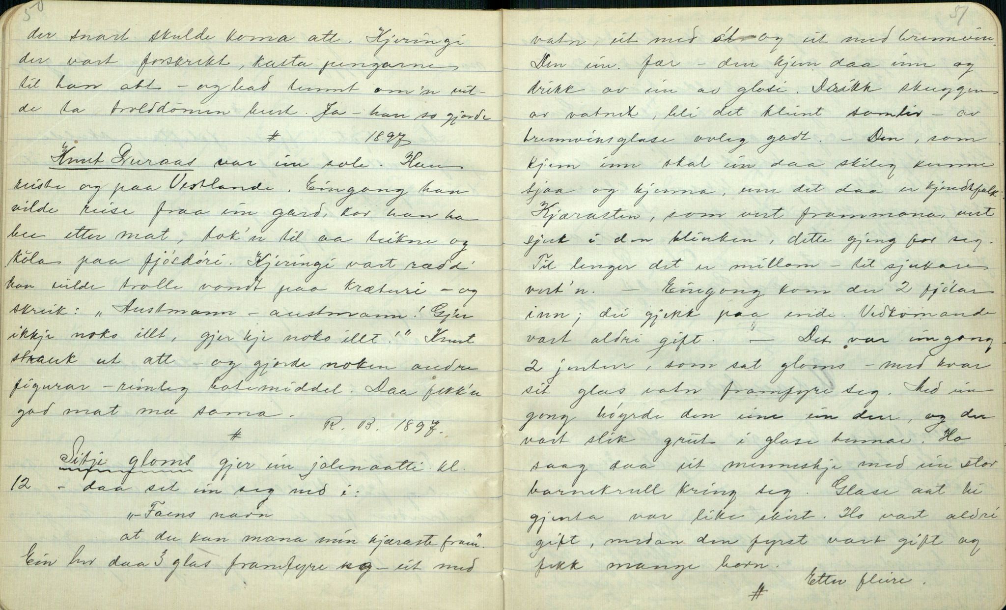 Rikard Berge, TEMU/TGM-A-1003/F/L0001/0005: 001-030 Innholdslister / 2. Erindringer om merkelige begivenheter, slegter, personligheder, 1900, p. 50-51