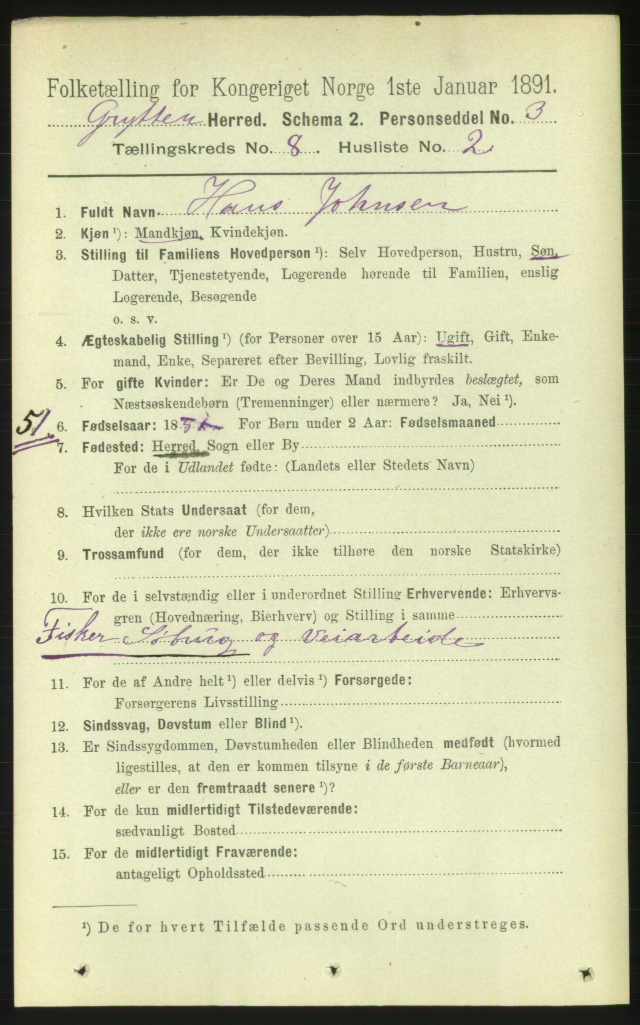 RA, 1891 census for 1539 Grytten, 1891, p. 3170