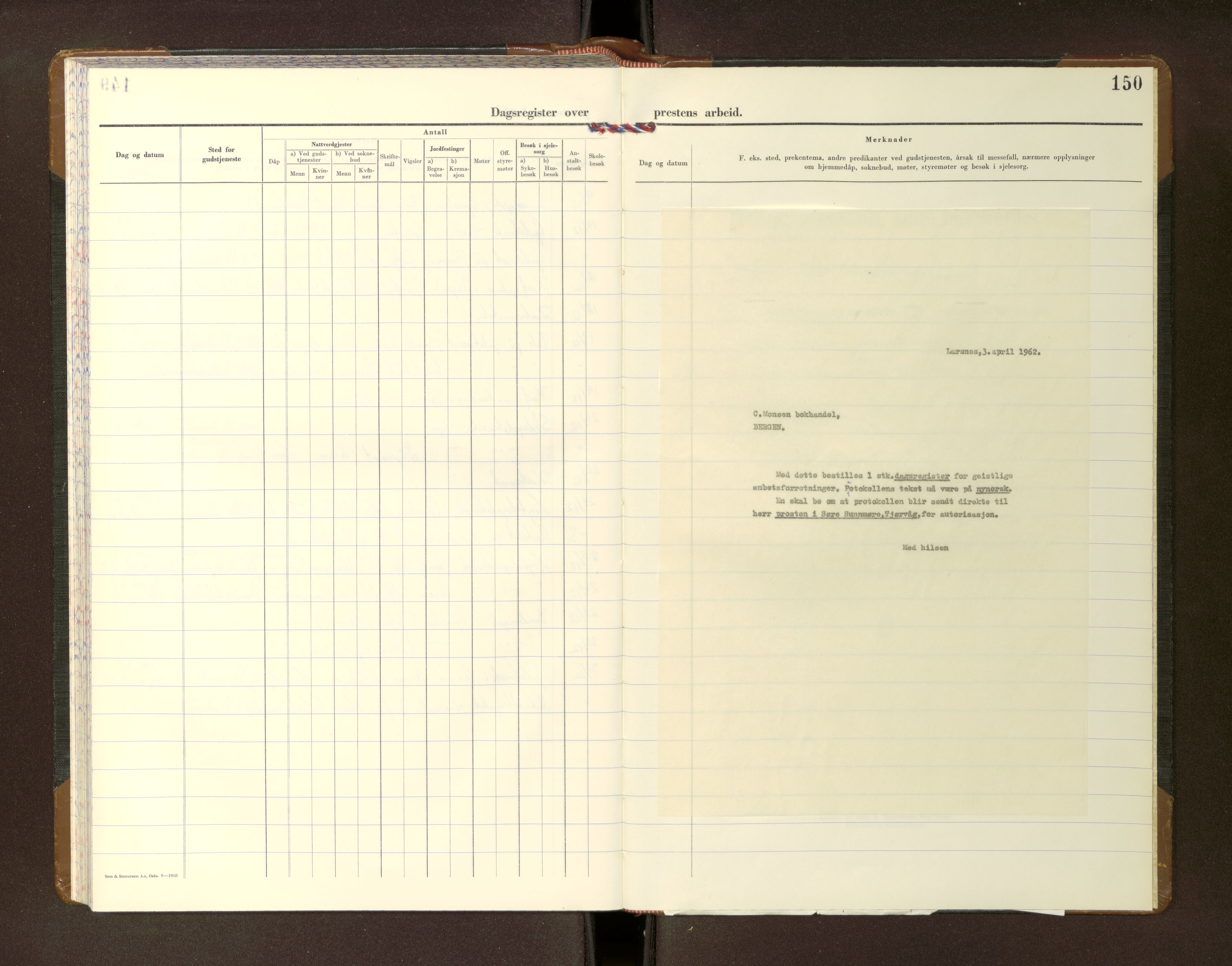 Ministerialprotokoller, klokkerbøker og fødselsregistre - Møre og Romsdal, SAT/A-1454/503/L0042: Diary records no. 503---, 1962-1978, p. 150