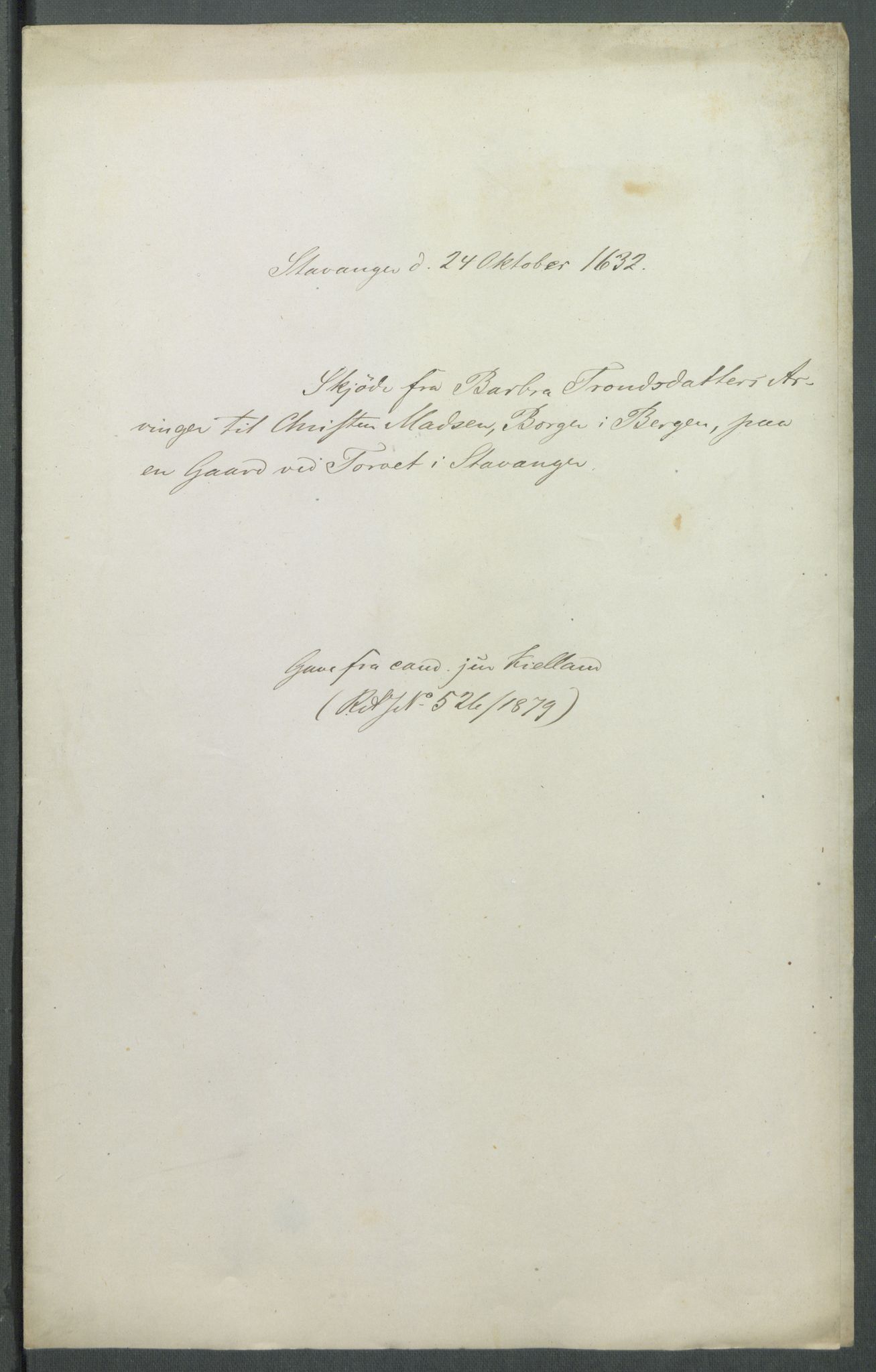 Riksarkivets diplomsamling, RA/EA-5965/F02/L0143: Dokumenter, 1632, p. 52