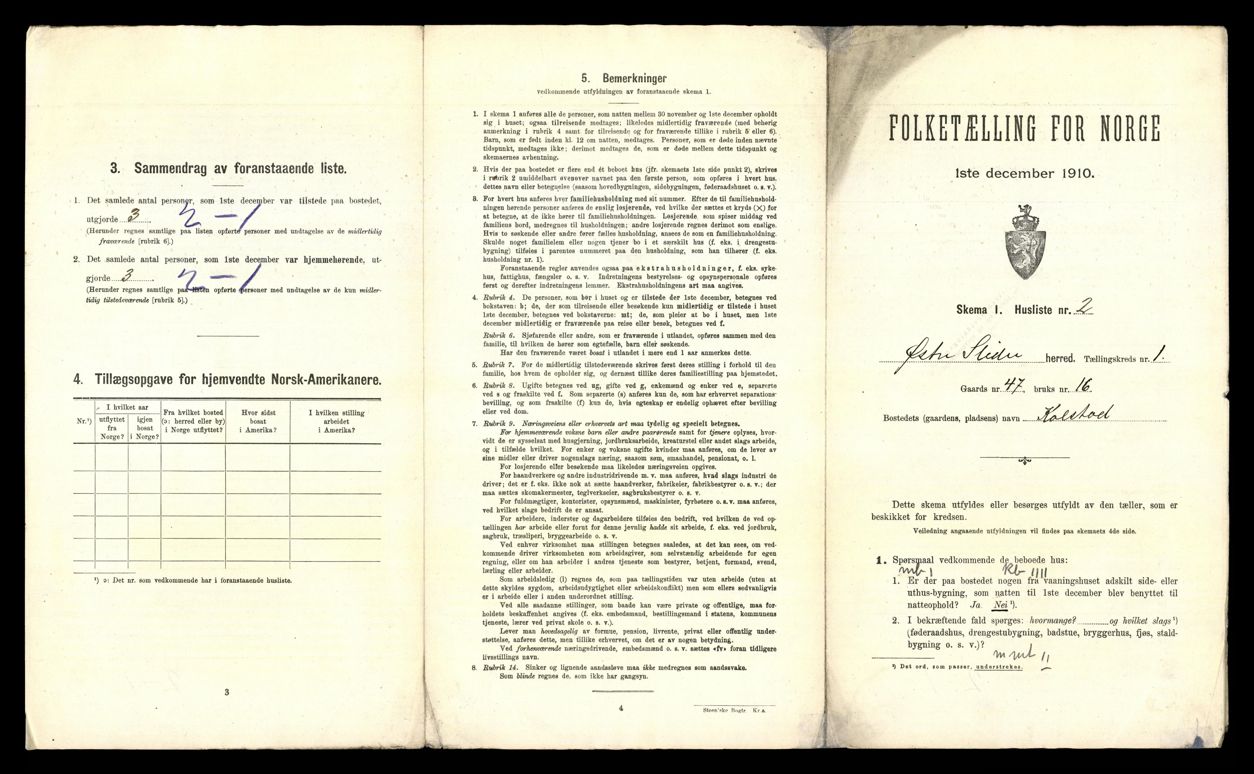 RA, 1910 census for Øystre Slidre, 1910, p. 42