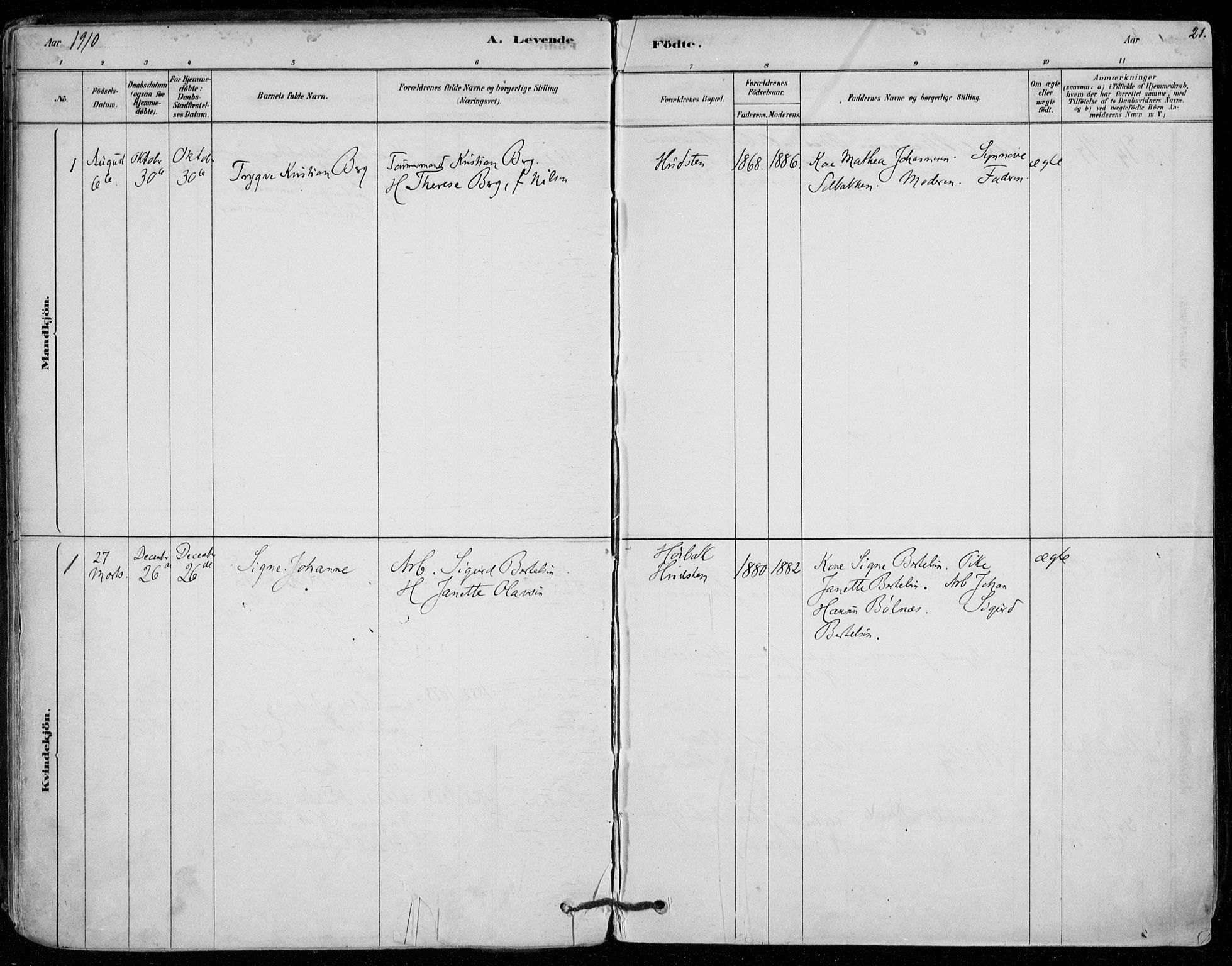 Vestby prestekontor Kirkebøker, SAO/A-10893/F/Fd/L0001: Parish register (official) no. IV 1, 1878-1945, p. 21