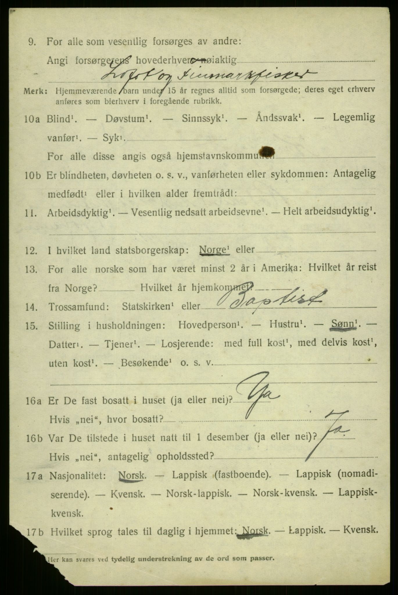 SATØ, 1920 census for Kvæfjord, 1920, p. 1422