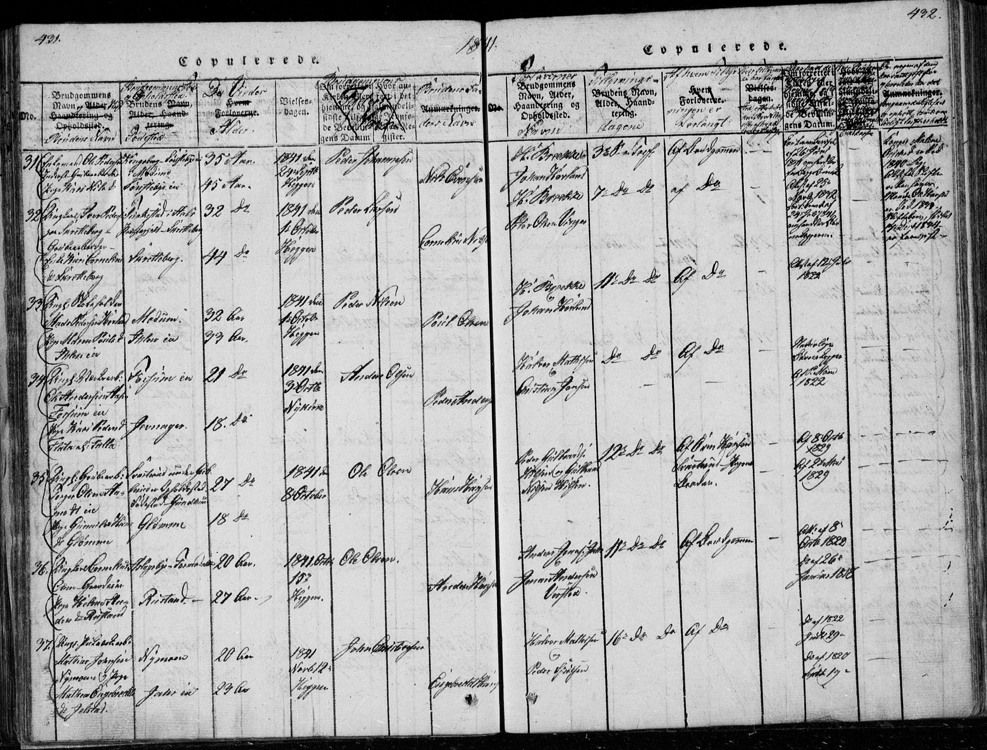 Modum kirkebøker, AV/SAKO-A-234/G/Ga/L0003: Parish register (copy) no. I 3, 1832-1842, p. 431-432