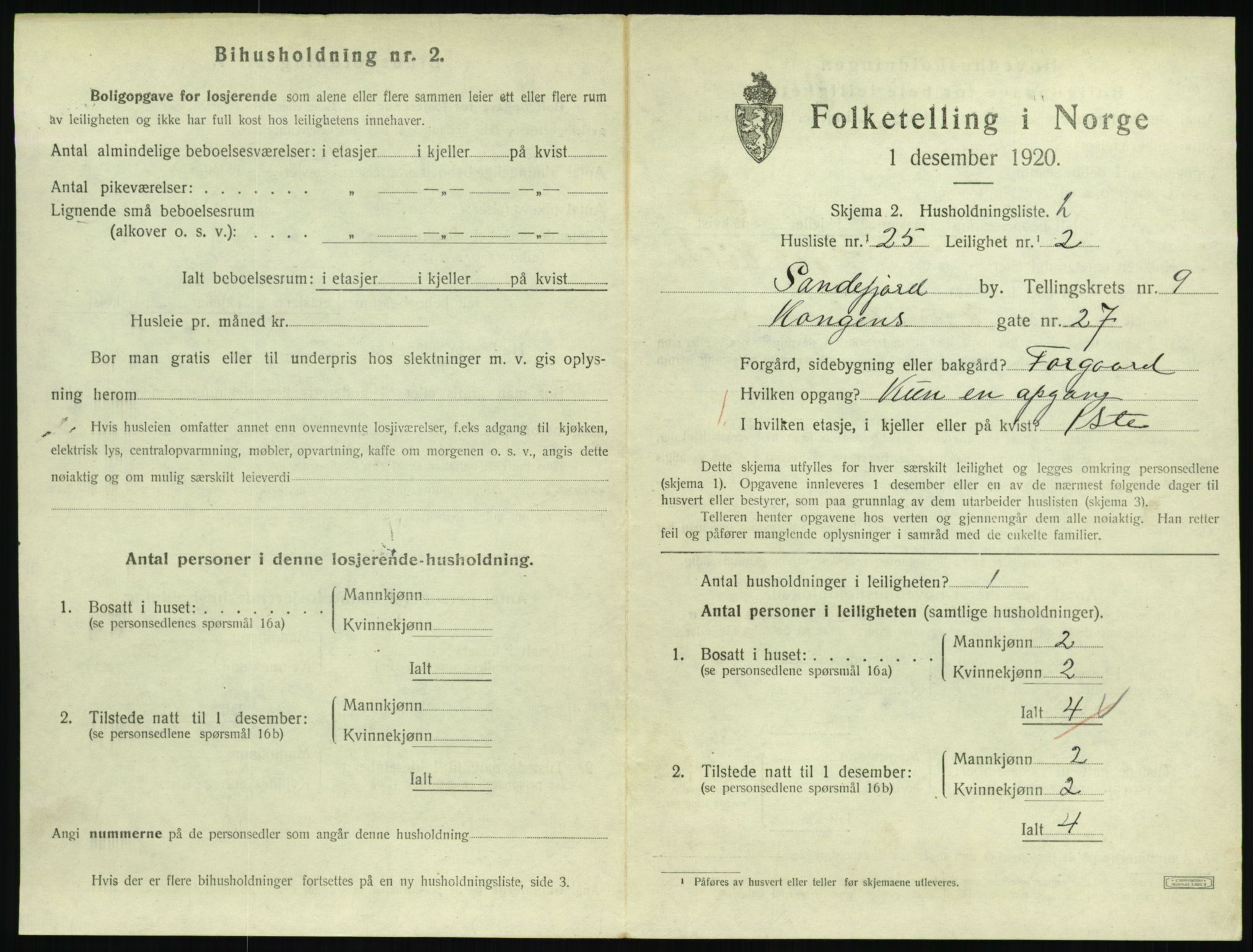 SAKO, 1920 census for Sandefjord, 1920, p. 3562