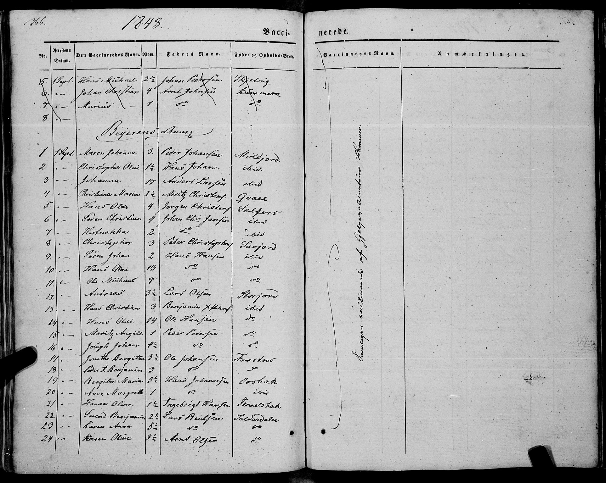 Ministerialprotokoller, klokkerbøker og fødselsregistre - Nordland, AV/SAT-A-1459/805/L0097: Parish register (official) no. 805A04, 1837-1861, p. 366