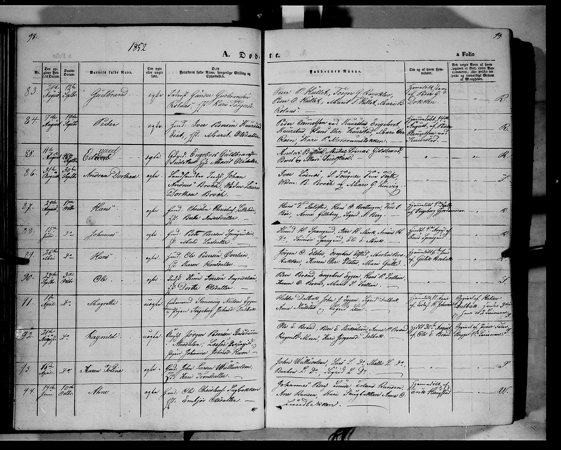 Ringebu prestekontor, AV/SAH-PREST-082/H/Ha/Haa/L0006: Parish register (official) no. 6, 1848-1859, p. 98-99
