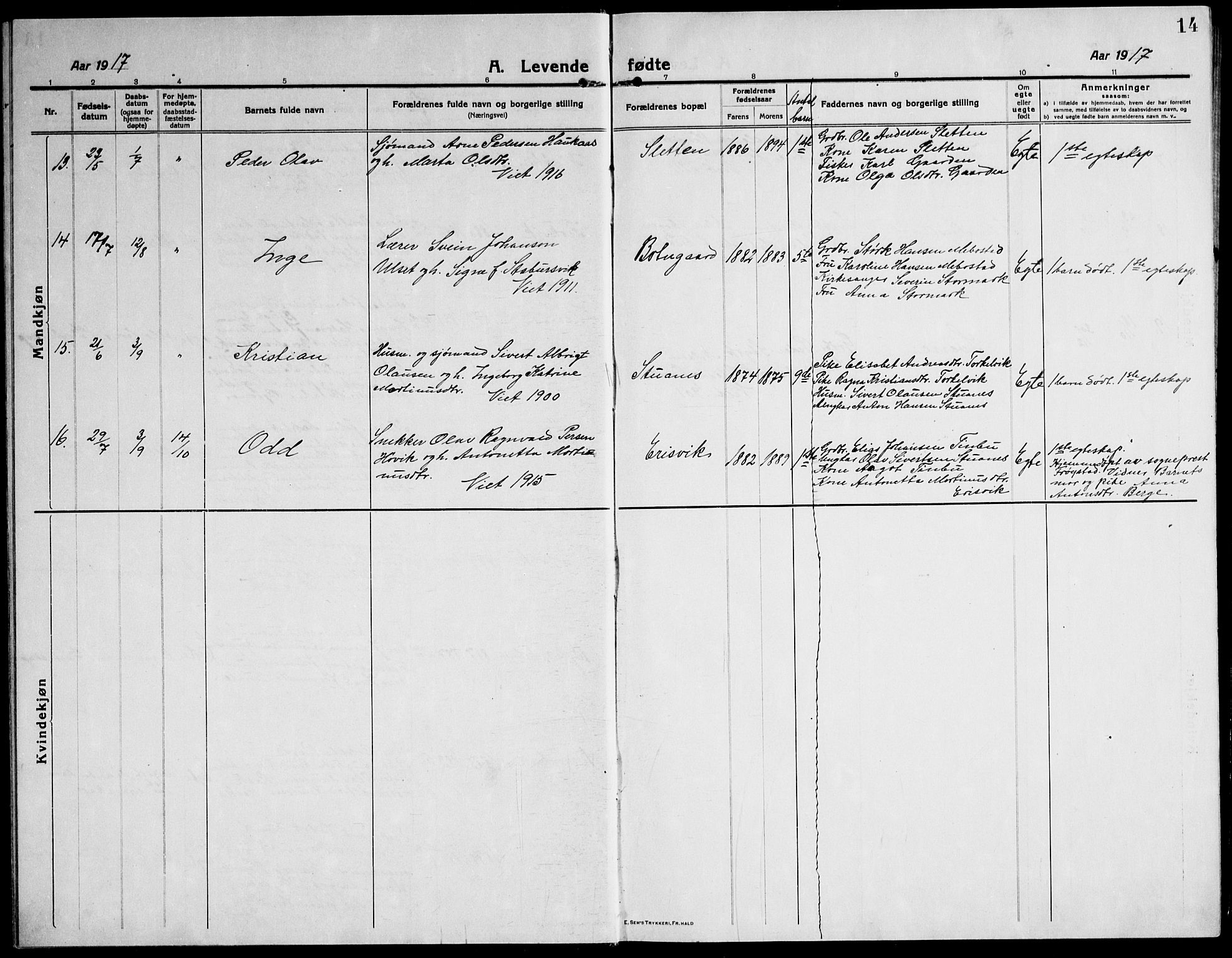 Ministerialprotokoller, klokkerbøker og fødselsregistre - Sør-Trøndelag, AV/SAT-A-1456/651/L0648: Parish register (copy) no. 651C02, 1915-1945, p. 14