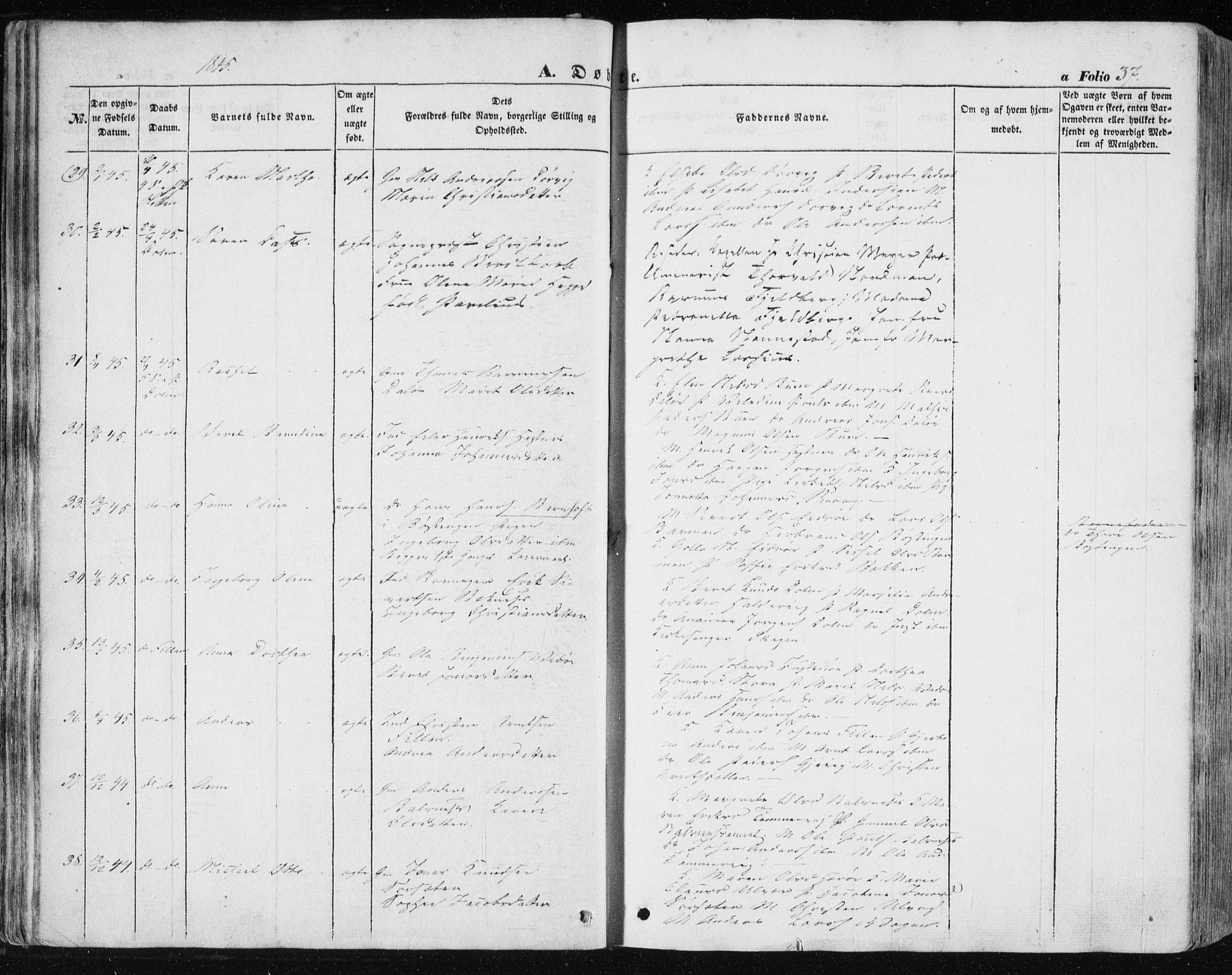 Ministerialprotokoller, klokkerbøker og fødselsregistre - Sør-Trøndelag, AV/SAT-A-1456/634/L0529: Parish register (official) no. 634A05, 1843-1851, p. 37