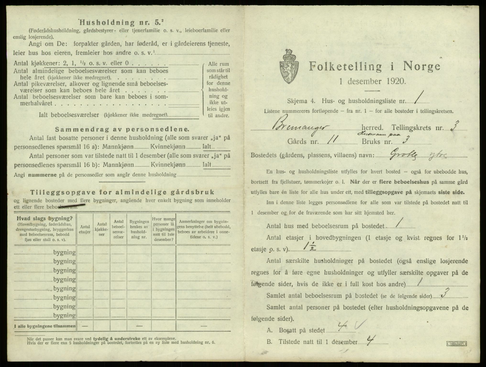 SAB, 1920 census for Bremanger, 1920, p. 267