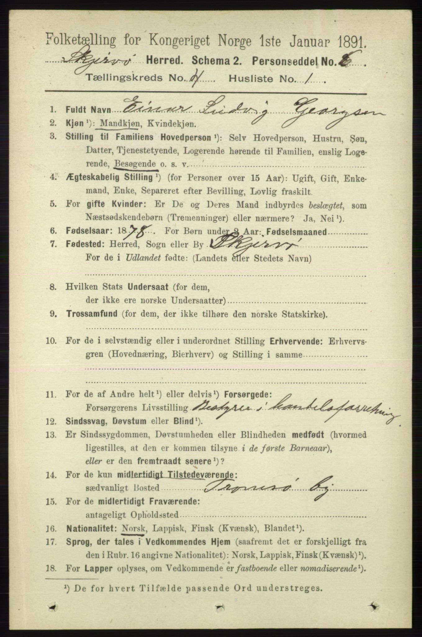 RA, 1891 census for 1941 Skjervøy, 1891, p. 2306
