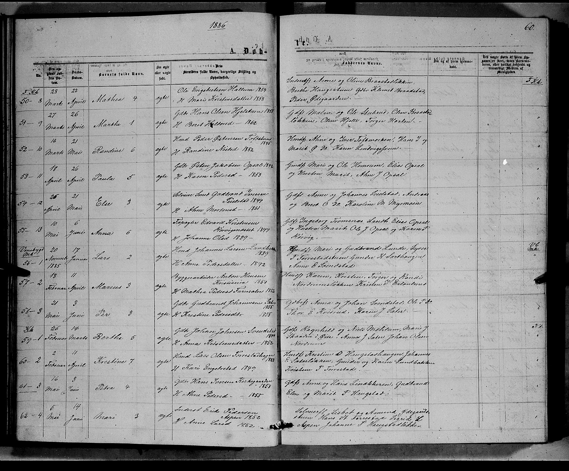 Ringebu prestekontor, AV/SAH-PREST-082/H/Ha/Hab/L0006: Parish register (copy) no. 6, 1880-1898, p. 60