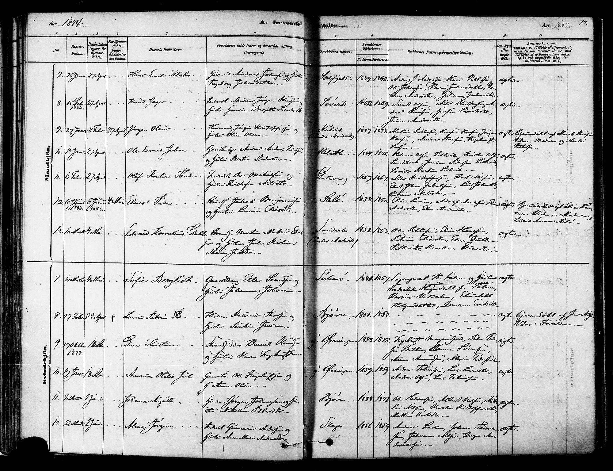 Ministerialprotokoller, klokkerbøker og fødselsregistre - Nordland, AV/SAT-A-1459/834/L0507: Parish register (official) no. 834A05, 1878-1892, p. 79