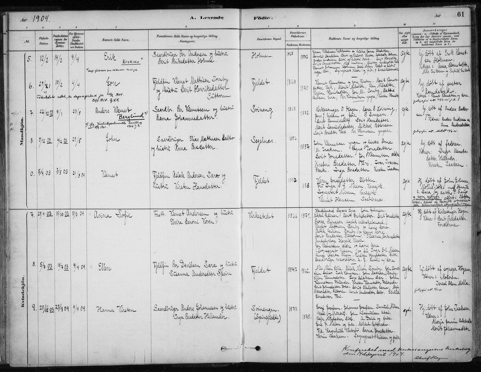 Karasjok sokneprestkontor, AV/SATØ-S-1352/H/Ha/L0002kirke: Parish register (official) no. 2, 1885-1906, p. 61