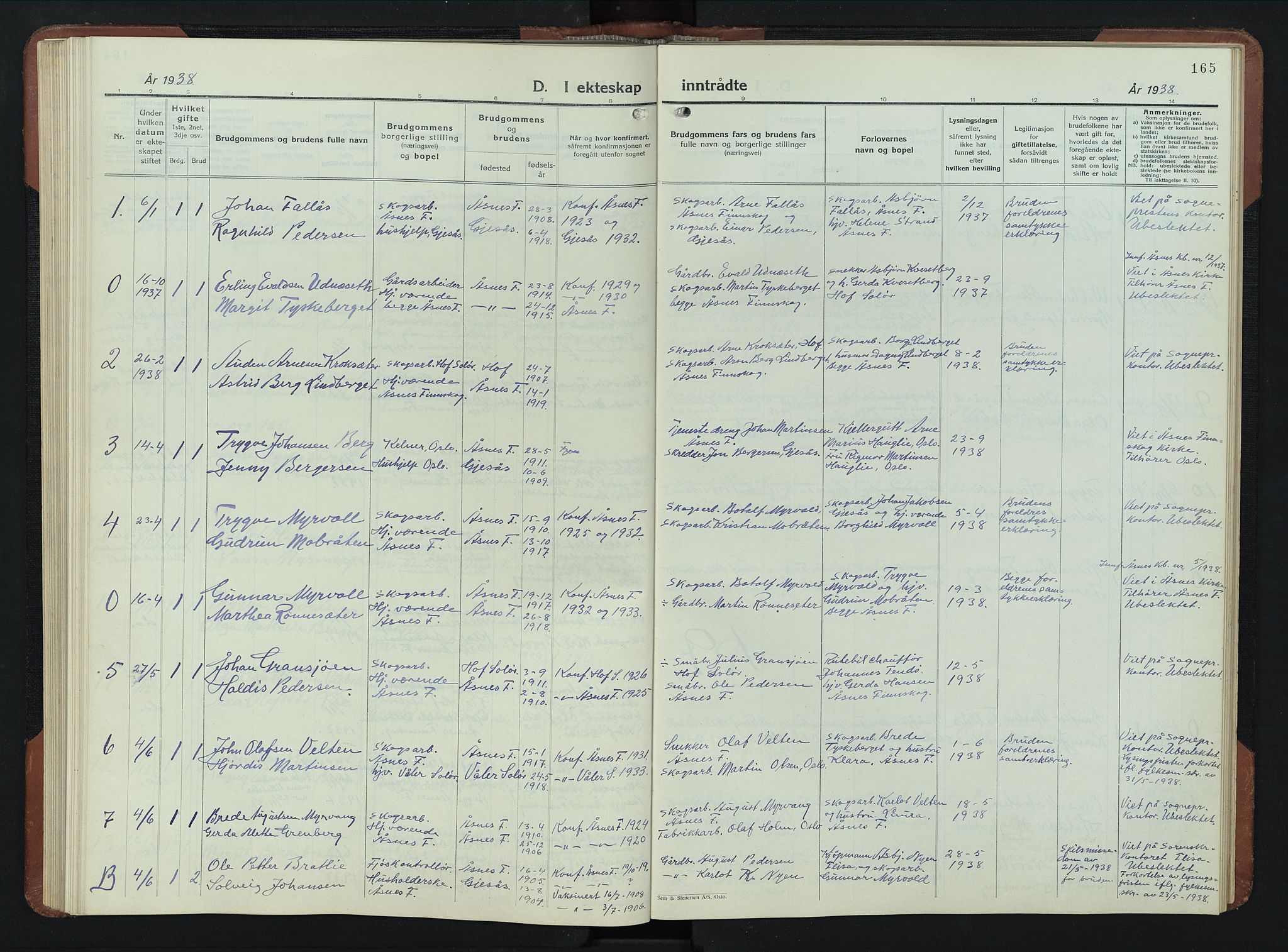 Åsnes prestekontor, AV/SAH-PREST-042/H/Ha/Hab/L0009: Parish register (copy) no. 9, 1930-1954, p. 165