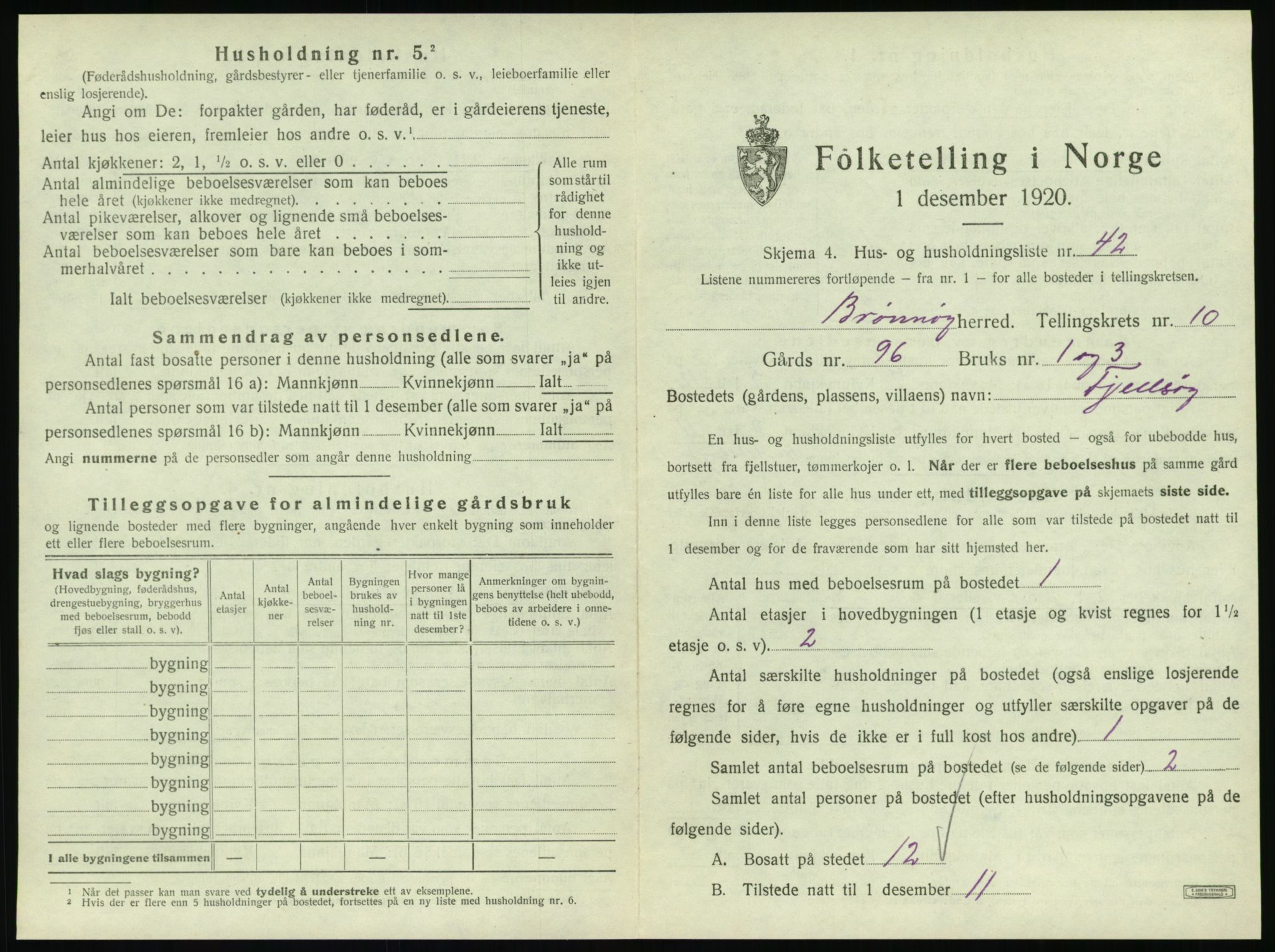 SAT, 1920 census for Brønnøy, 1920, p. 1058