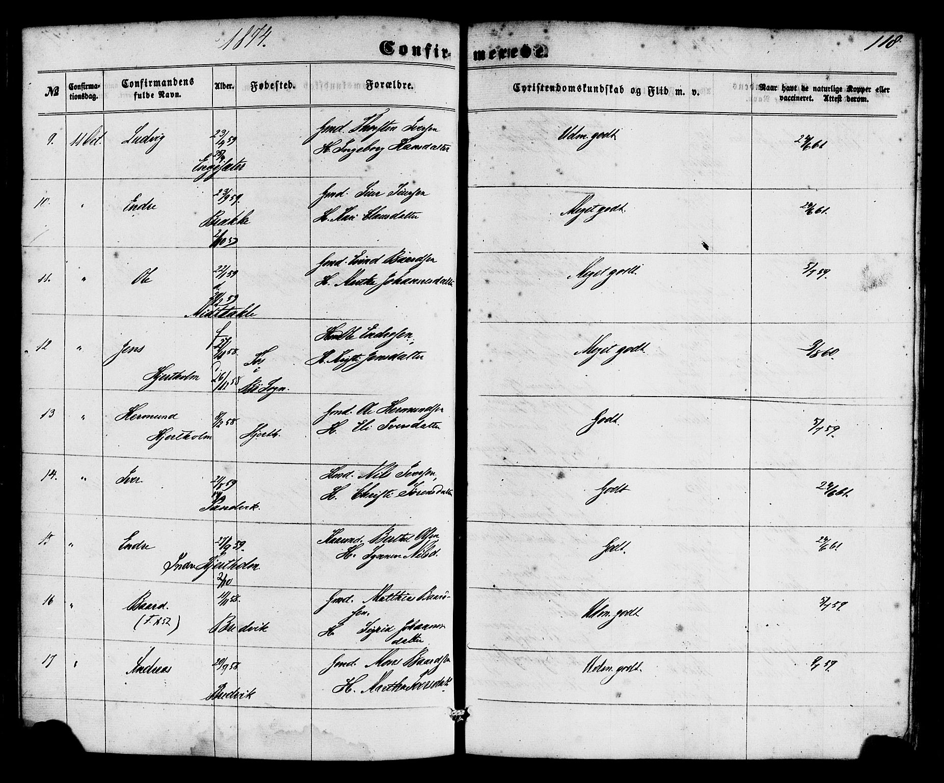 Gulen sokneprestembete, AV/SAB-A-80201/H/Haa/Haac/L0001: Parish register (official) no. C 1, 1859-1881, p. 118