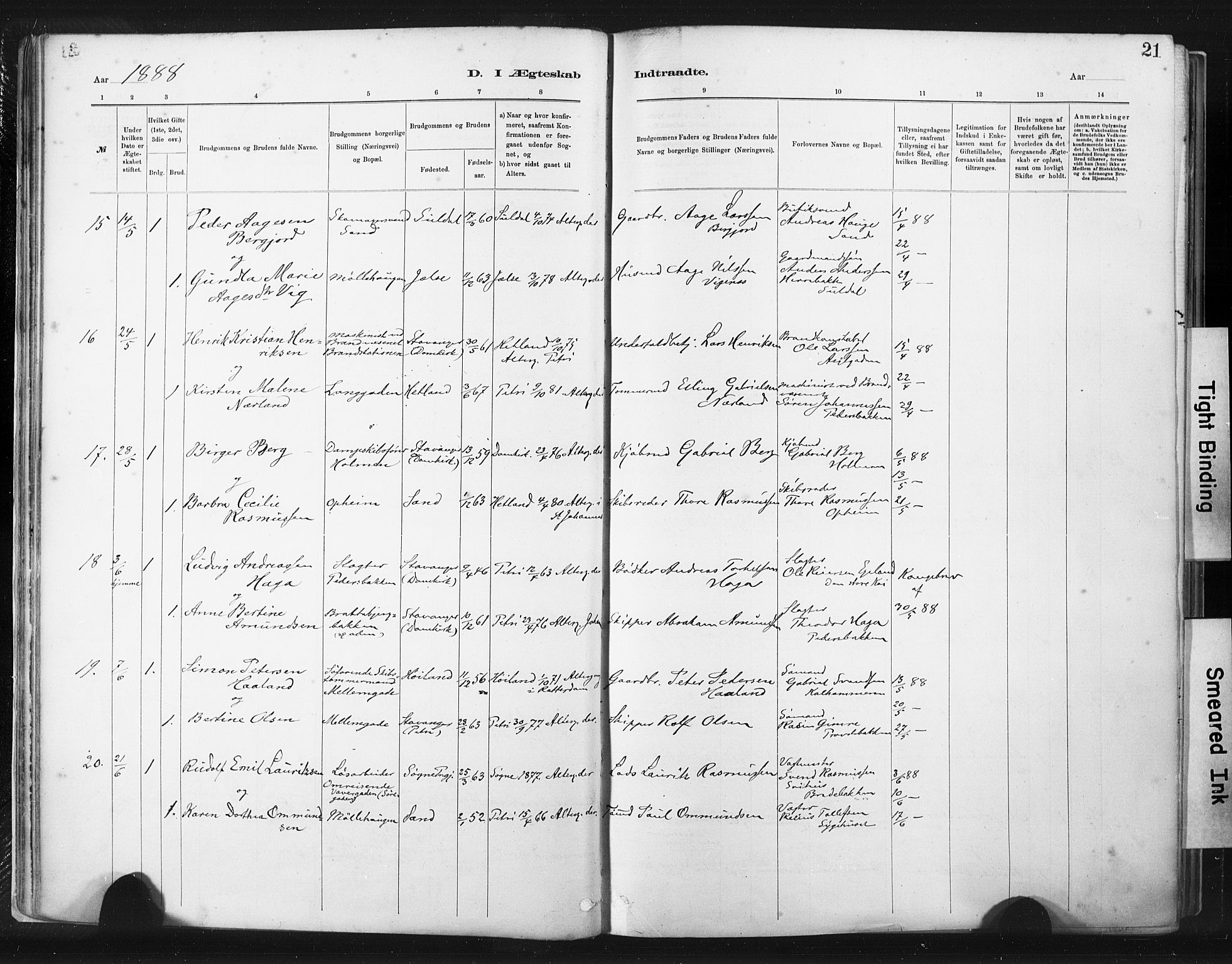 St. Johannes sokneprestkontor, AV/SAST-A-101814/001/30/30BA/L0003: Parish register (official) no. A 3, 1885-1910, p. 21