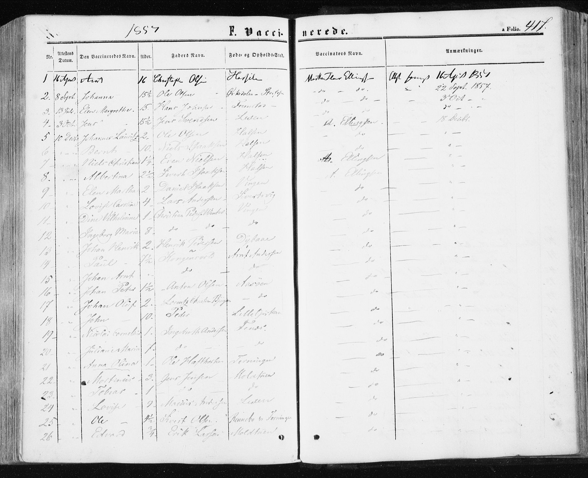 Ministerialprotokoller, klokkerbøker og fødselsregistre - Sør-Trøndelag, AV/SAT-A-1456/659/L0737: Parish register (official) no. 659A07, 1857-1875, p. 417