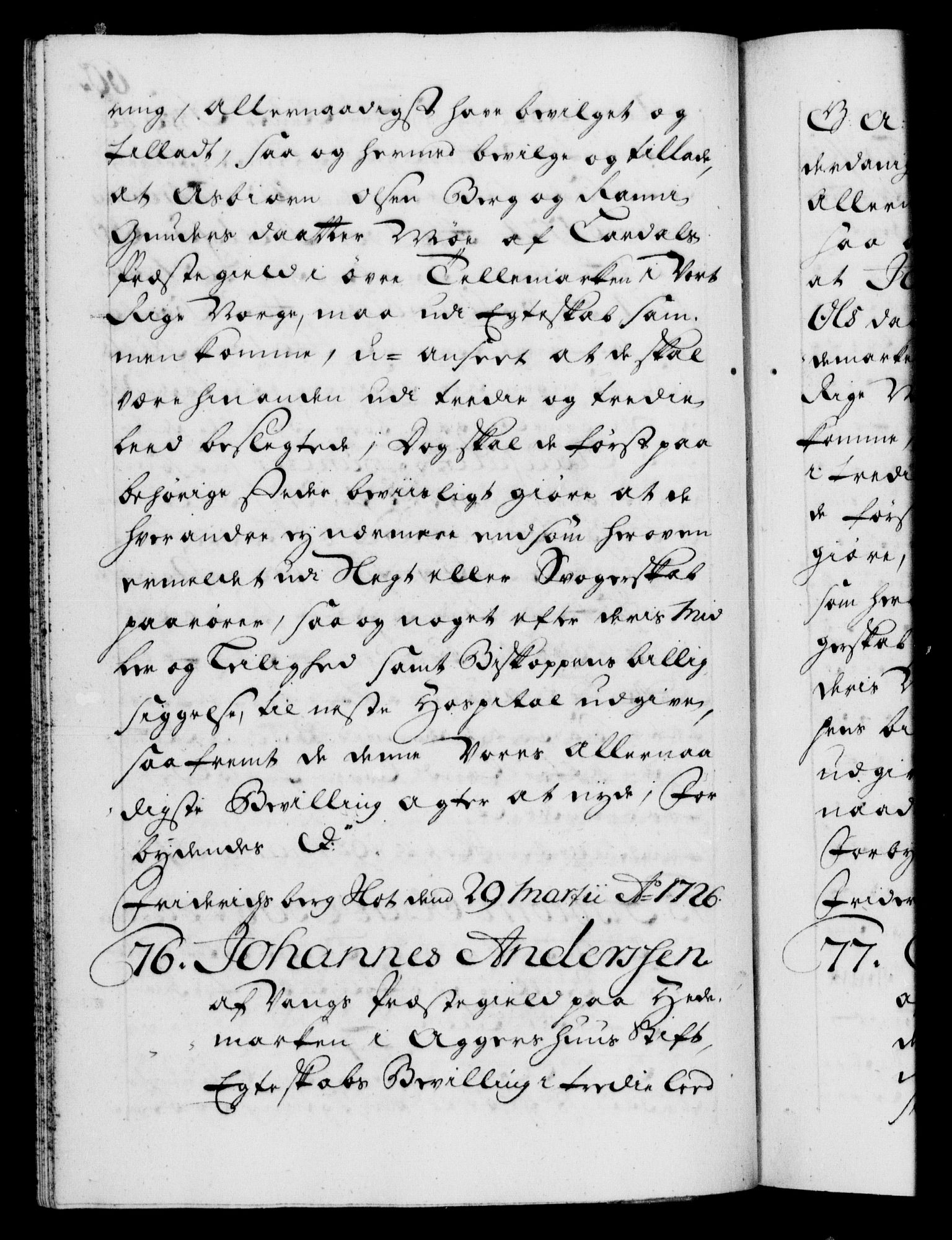 Danske Kanselli 1572-1799, RA/EA-3023/F/Fc/Fca/Fcaa/L0025: Norske registre, 1726-1728, p. 60b