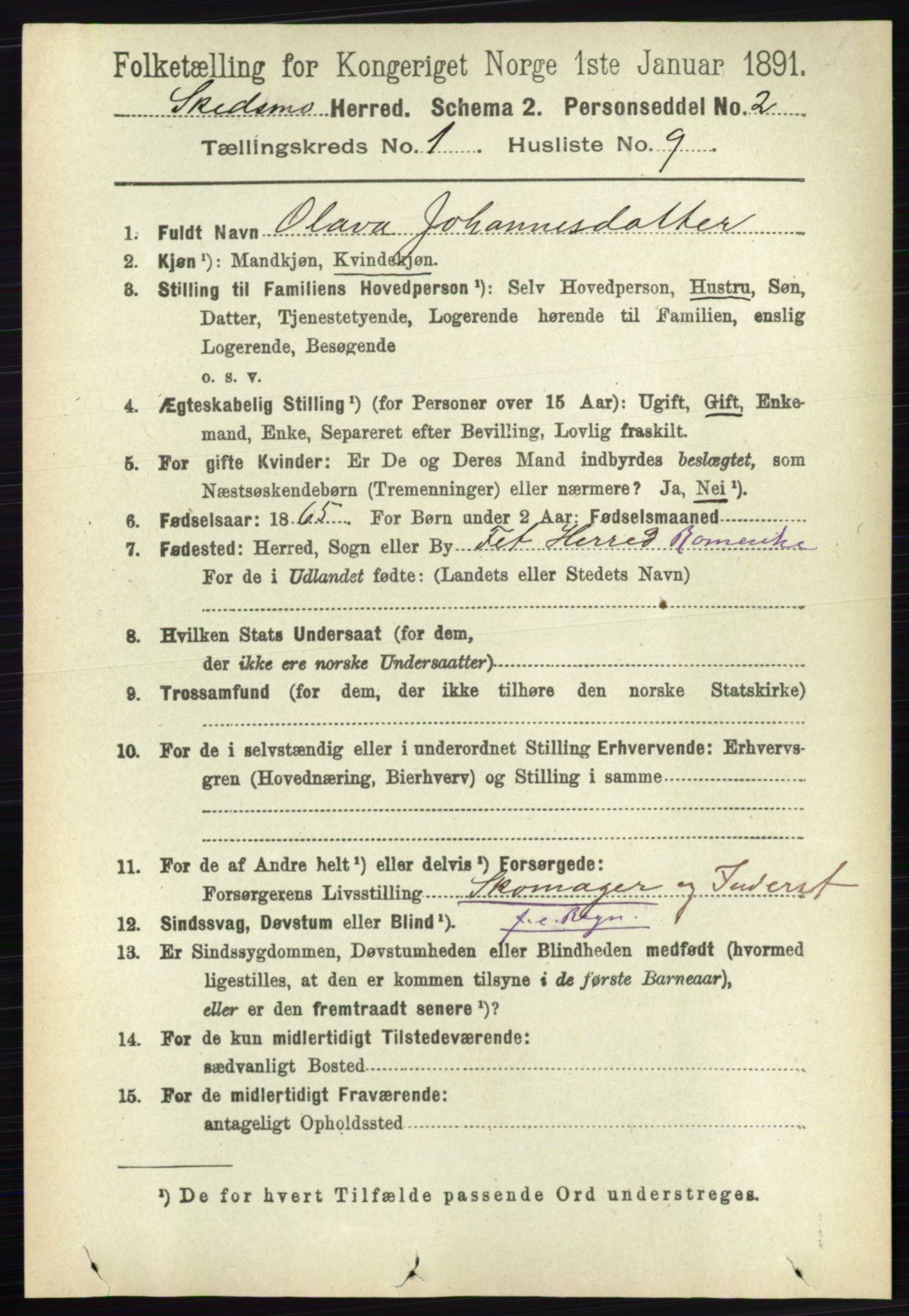 RA, 1891 census for 0231 Skedsmo, 1891, p. 140