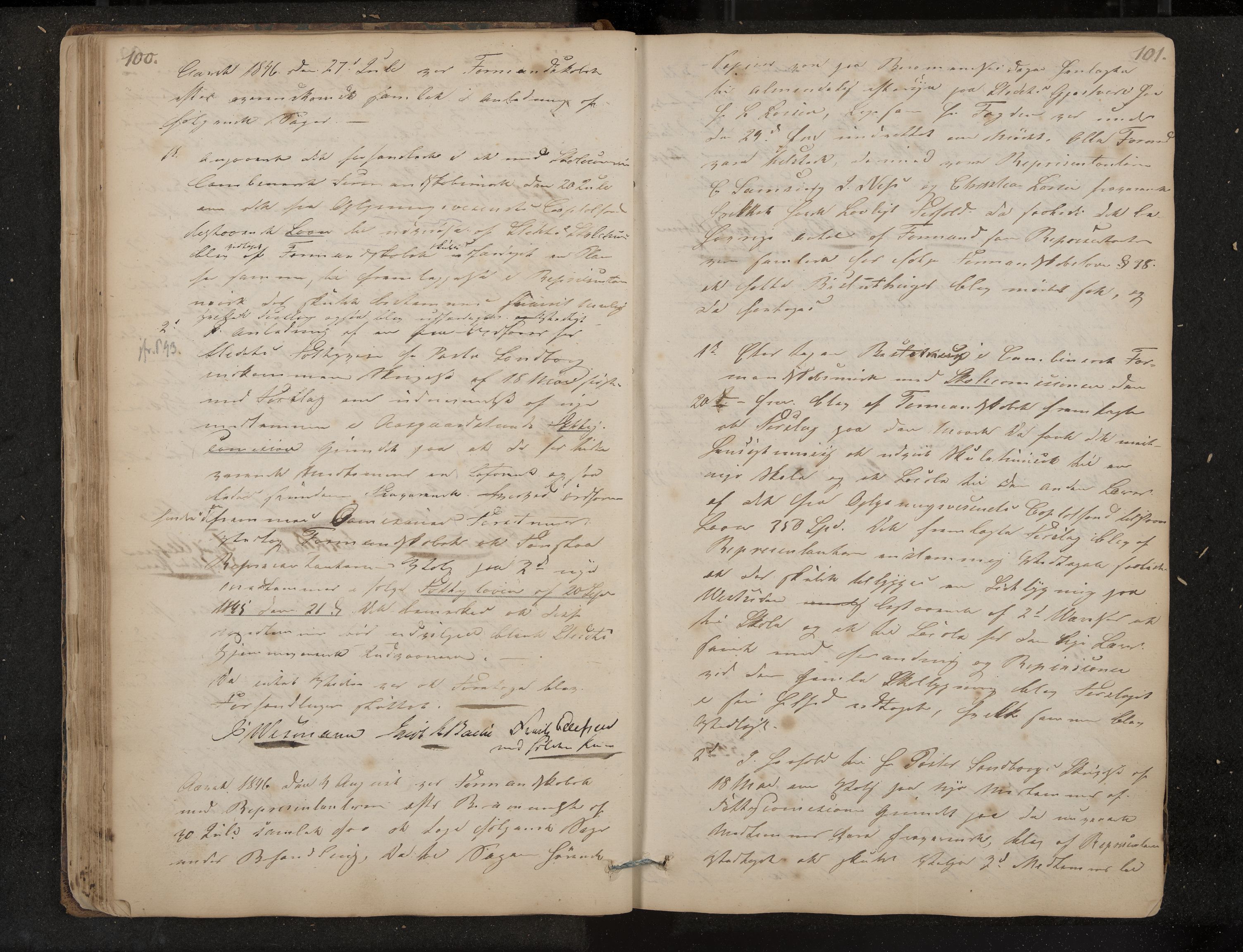 Åsgårdstrand formannskap og sentraladministrasjon, IKAK/0704021/A/L0001: Møtebok, 1838-1864, p. 100-101