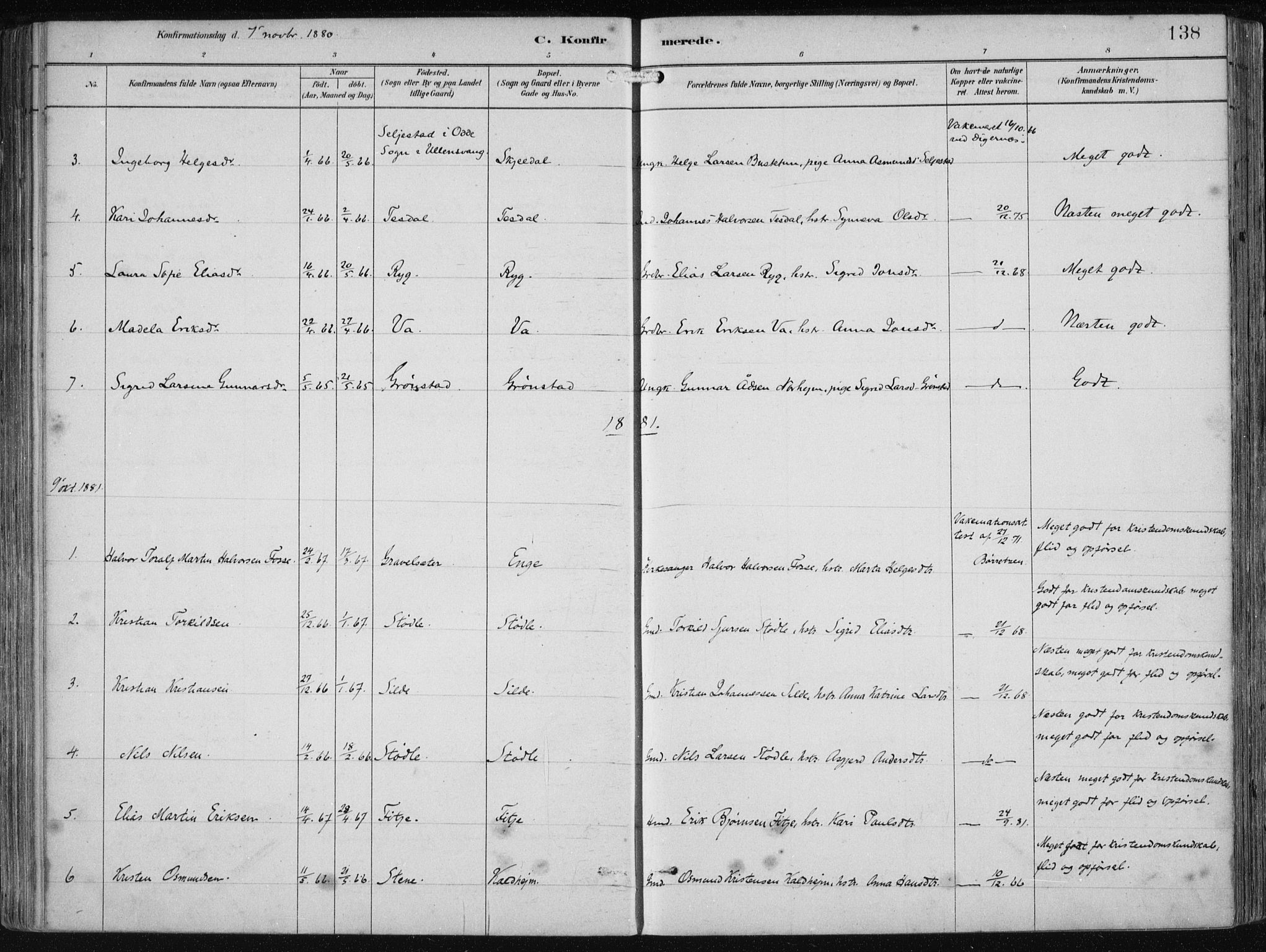 Etne sokneprestembete, SAB/A-75001/H/Haa: Parish register (official) no. B  1, 1879-1919, p. 138