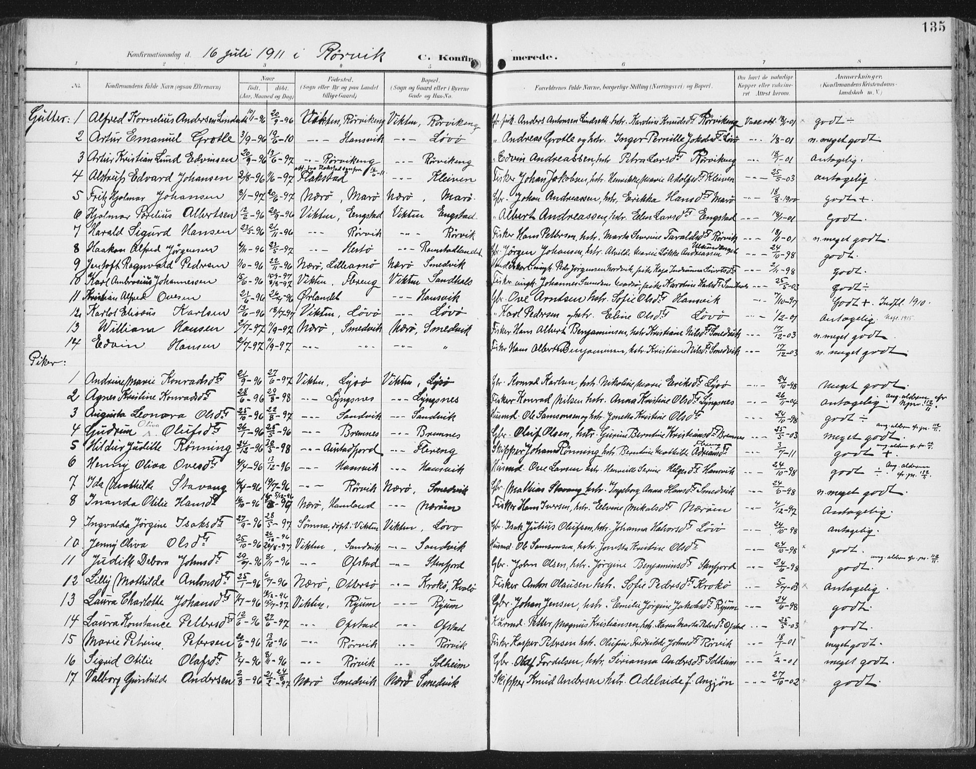 Ministerialprotokoller, klokkerbøker og fødselsregistre - Nord-Trøndelag, SAT/A-1458/786/L0688: Parish register (official) no. 786A04, 1899-1912, p. 135