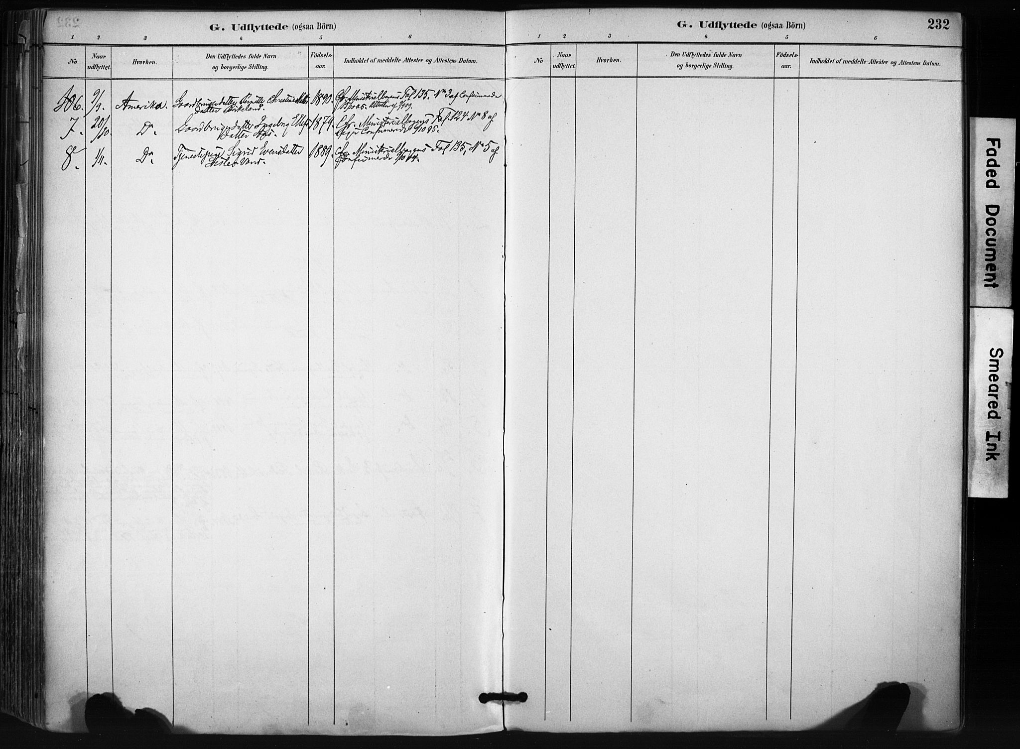 Evje sokneprestkontor, SAK/1111-0008/F/Fa/Fab/L0003: Parish register (official) no. A 3, 1884-1909, p. 232