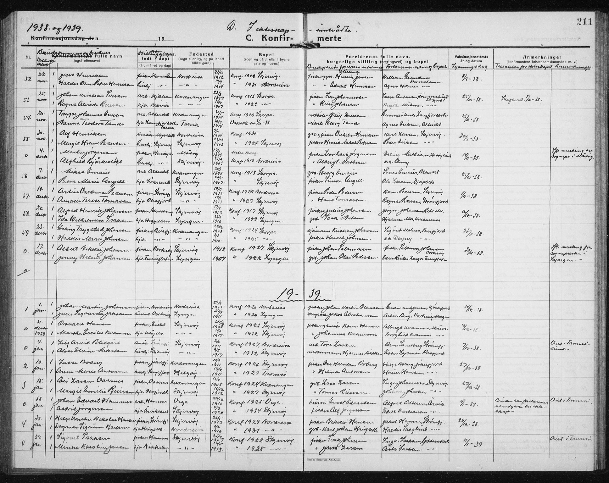 Skjervøy sokneprestkontor, SATØ/S-1300/H/Ha/Hab/L0010klokker: Parish register (copy) no. 10, 1927-1941, p. 211