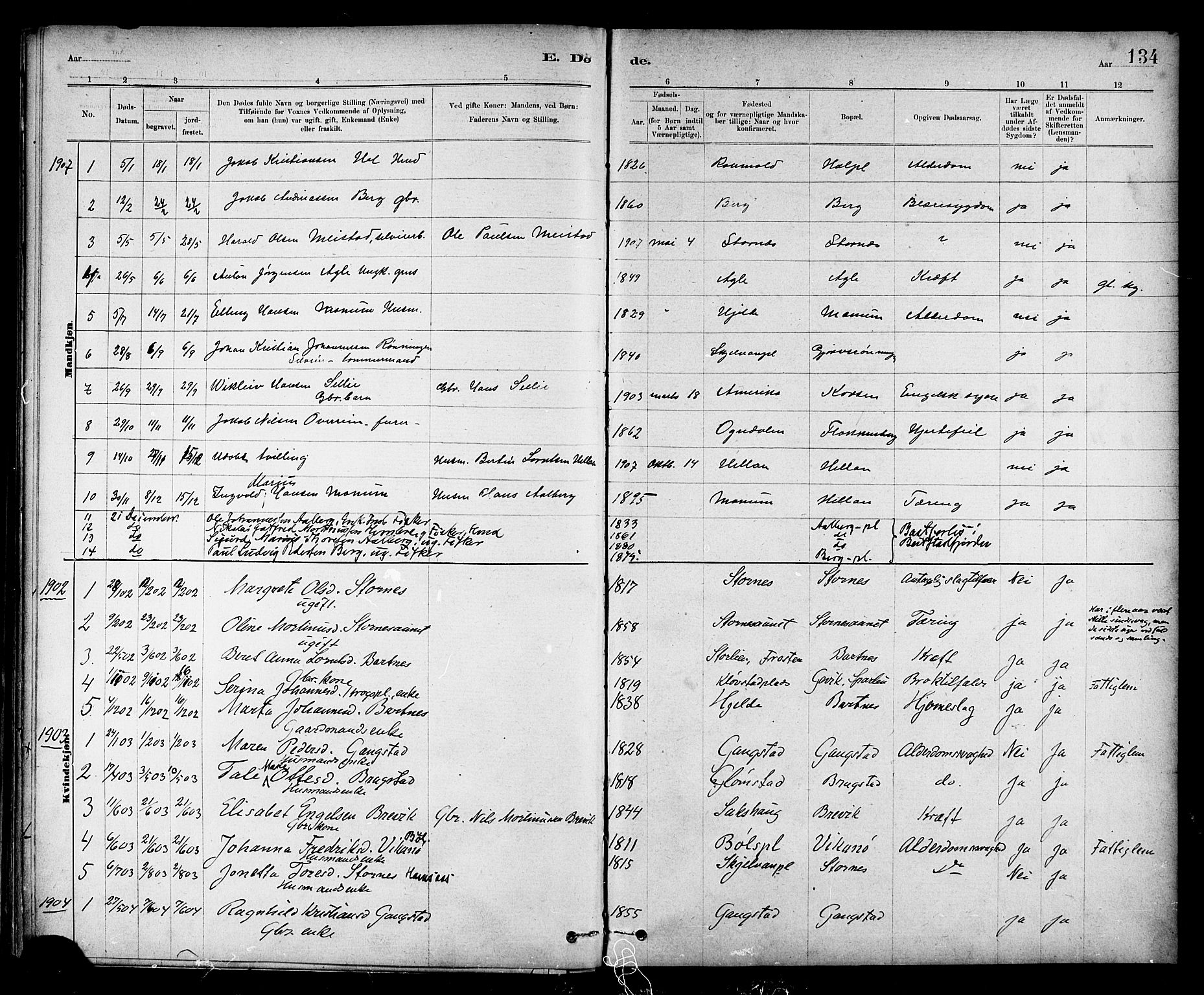 Ministerialprotokoller, klokkerbøker og fødselsregistre - Nord-Trøndelag, SAT/A-1458/732/L0318: Parish register (copy) no. 732C02, 1881-1911, p. 134
