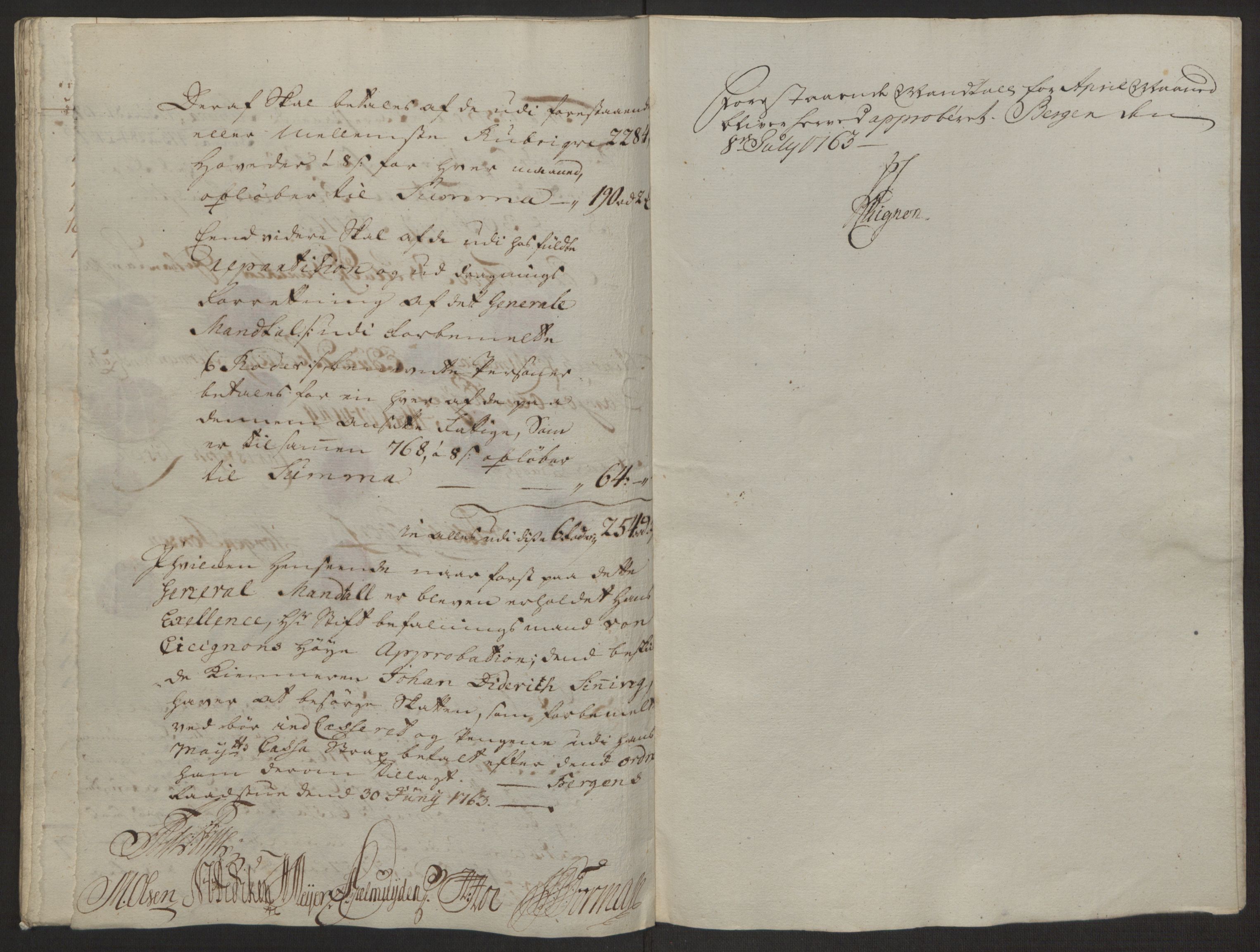 Rentekammeret inntil 1814, Reviderte regnskaper, Byregnskaper, AV/RA-EA-4066/R/Rp/L0366/0001: [P20] Kontribusjonsregnskap / Ekstraskatt, 1763, p. 156