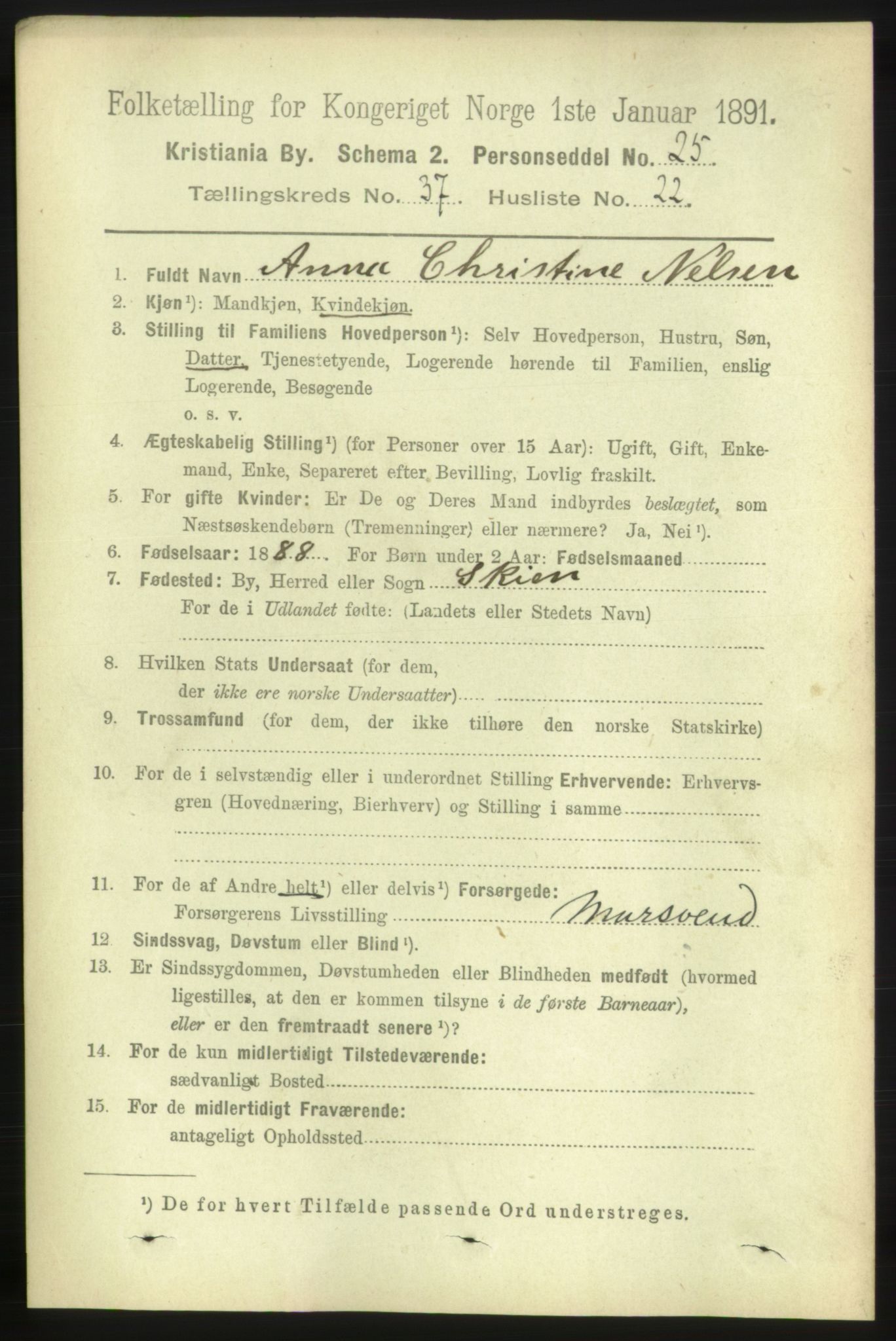 RA, 1891 census for 0301 Kristiania, 1891, p. 21004