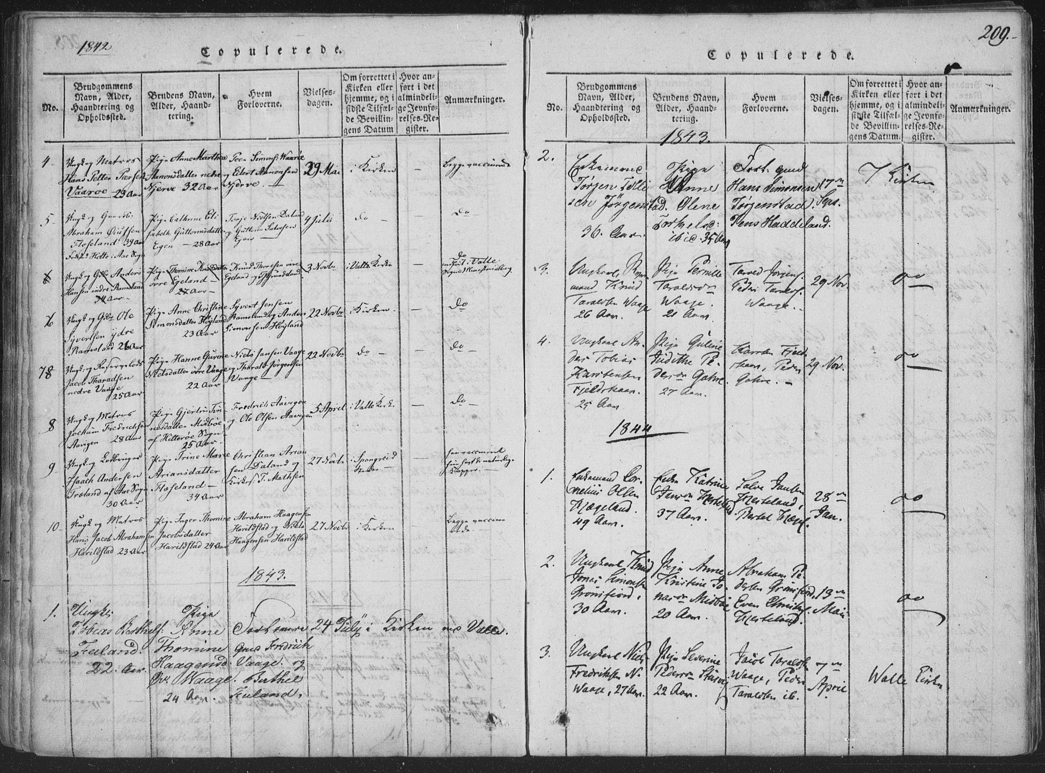 Sør-Audnedal sokneprestkontor, SAK/1111-0039/F/Fa/Faa/L0001: Parish register (official) no. A 1, 1816-1848, p. 209