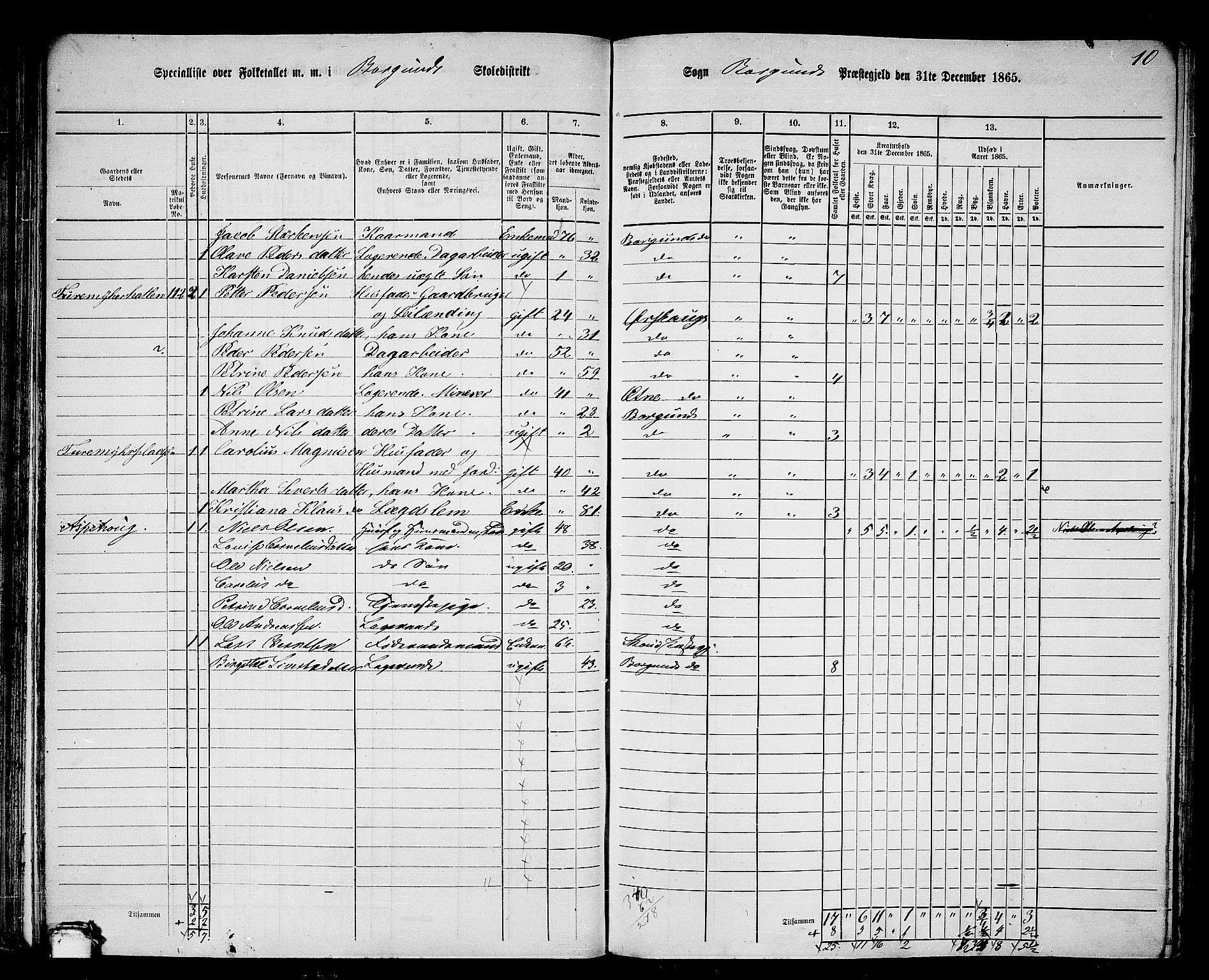 RA, 1865 census for Borgund, 1865, p. 69