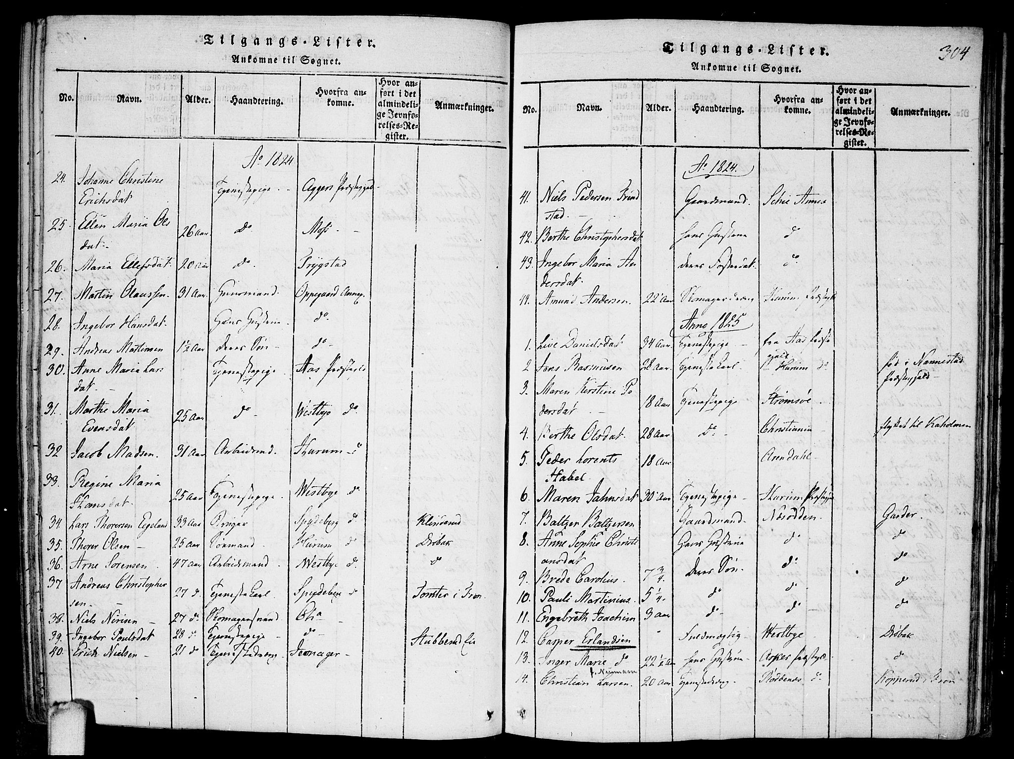 Drøbak prestekontor Kirkebøker, SAO/A-10142a/F/Fa/L0001: Parish register (official) no. I 1, 1816-1842, p. 304