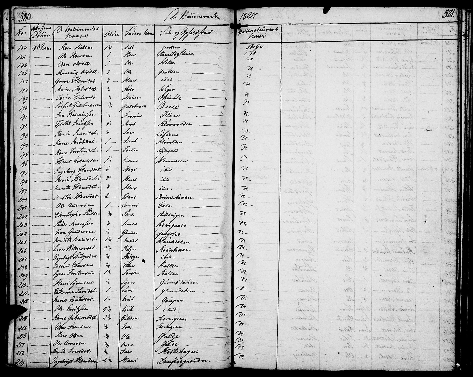 Lom prestekontor, SAH/PREST-070/K/L0005: Parish register (official) no. 5, 1825-1837, p. 580-581