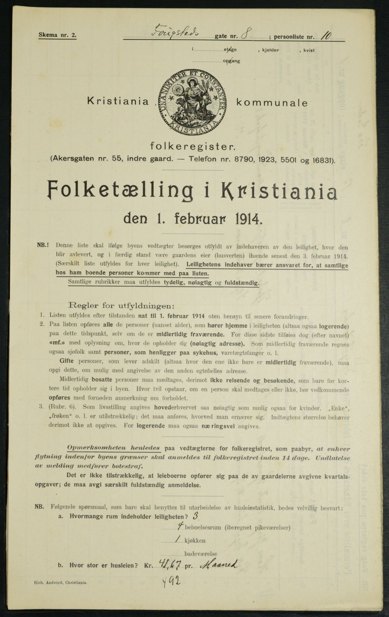 OBA, Municipal Census 1914 for Kristiania, 1914, p. 25453